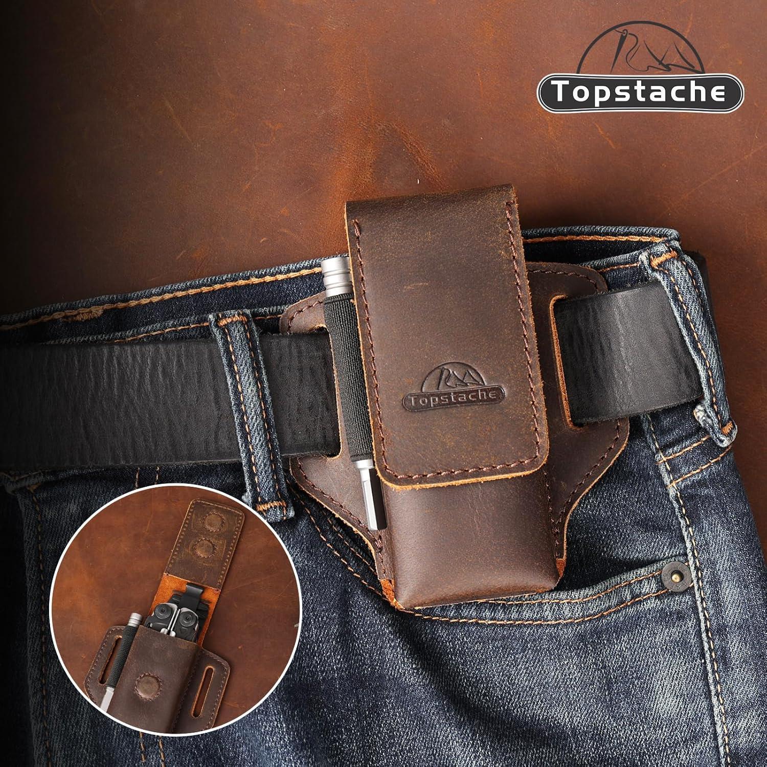 Funda de Multiherramienta de Cuero Topstache Marrón Oscuro - Cierre Magnético