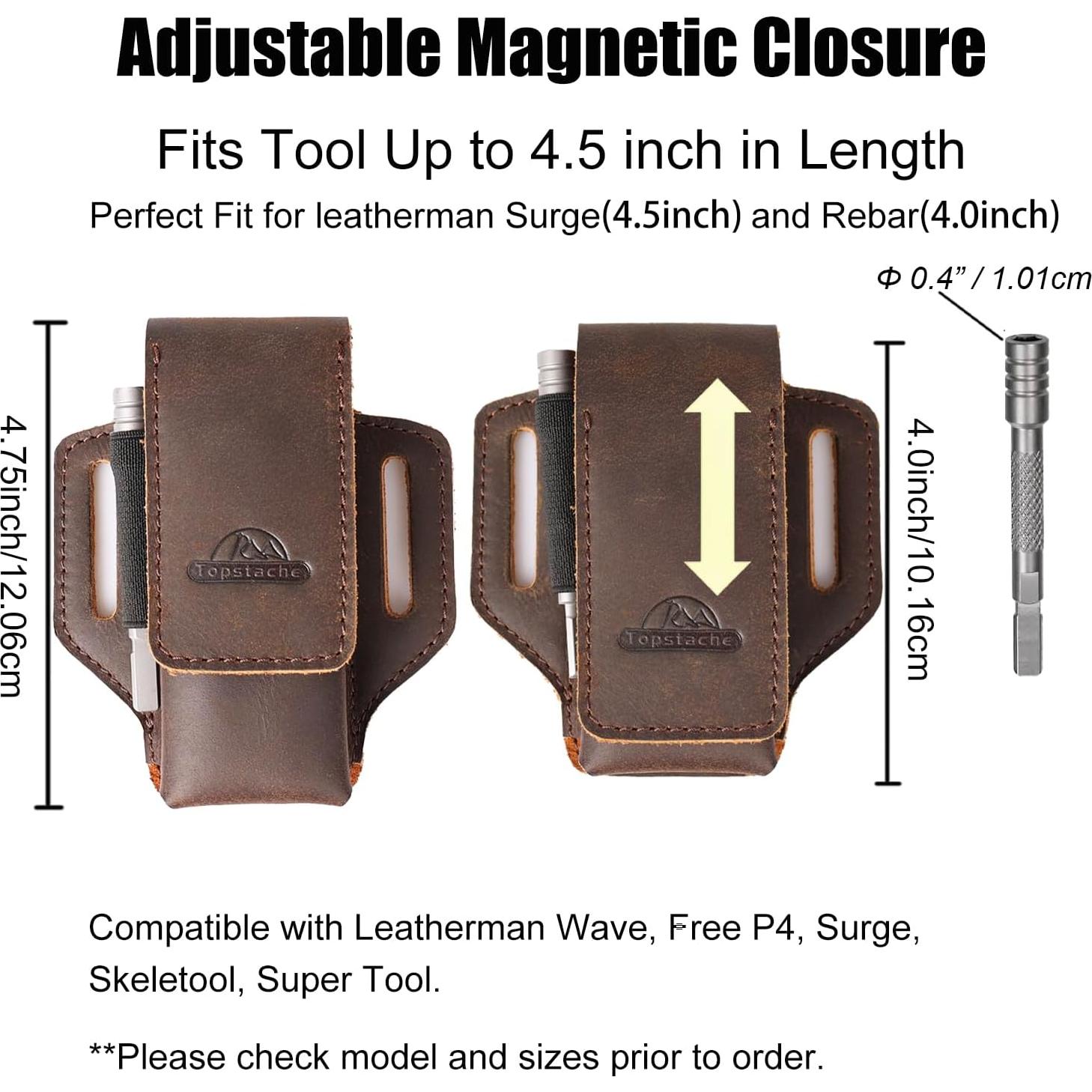 Funda de Multiherramienta de Cuero Topstache Marrón Oscuro - Cierre Magnético