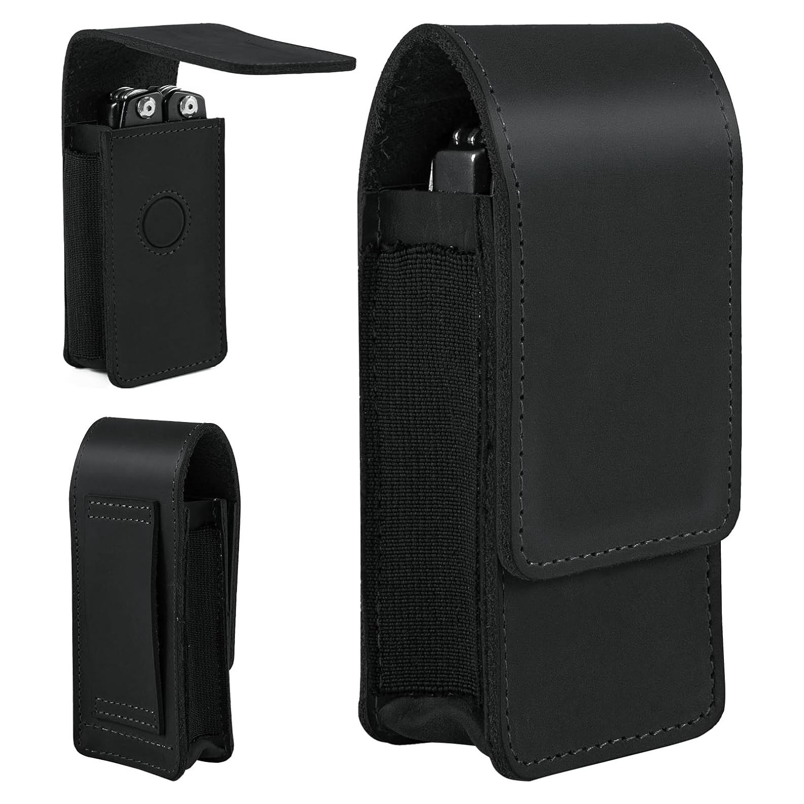 Funda de Multiherramienta de Cuero Baizoy Negro EDC 12.07x4.06cm