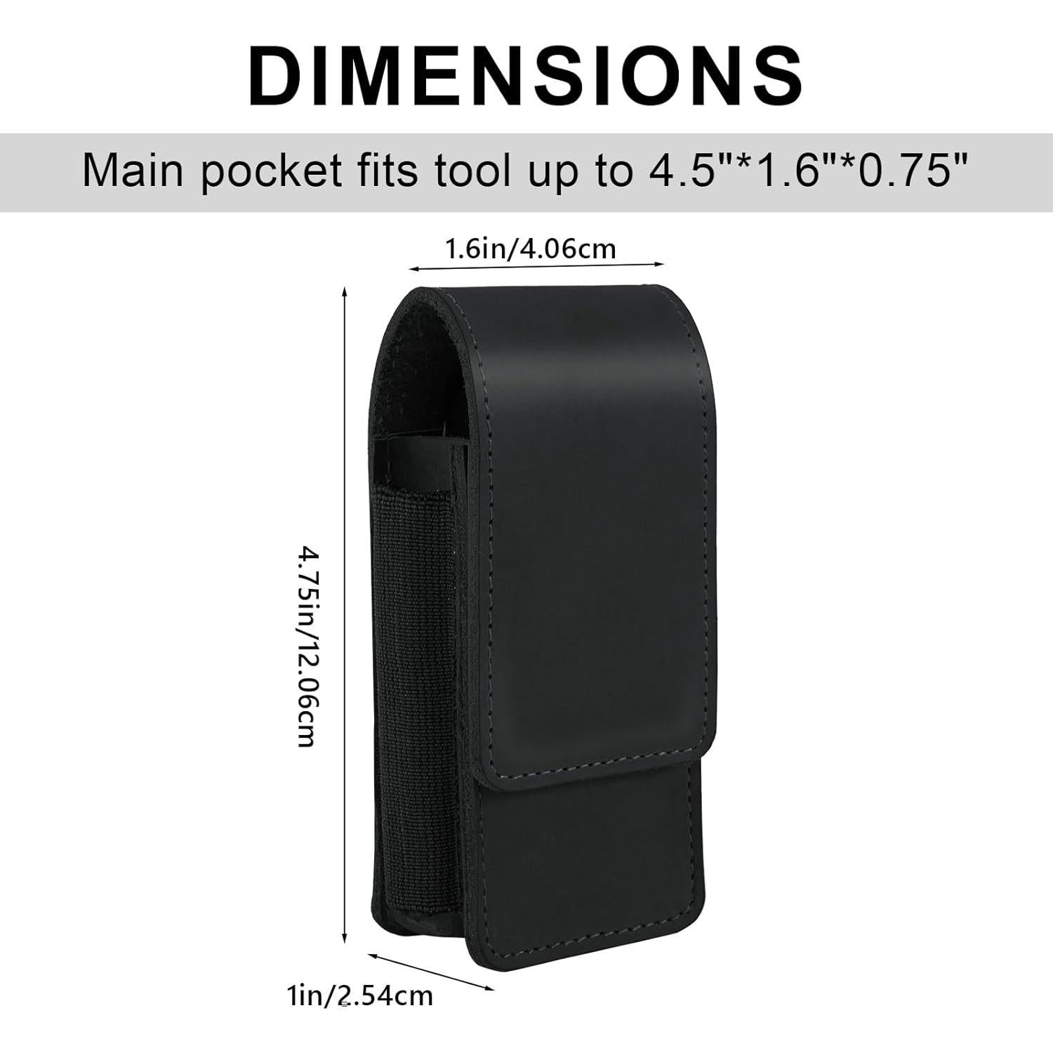 Funda de Multiherramienta de Cuero Baizoy Negro EDC 12.07x4.06cm