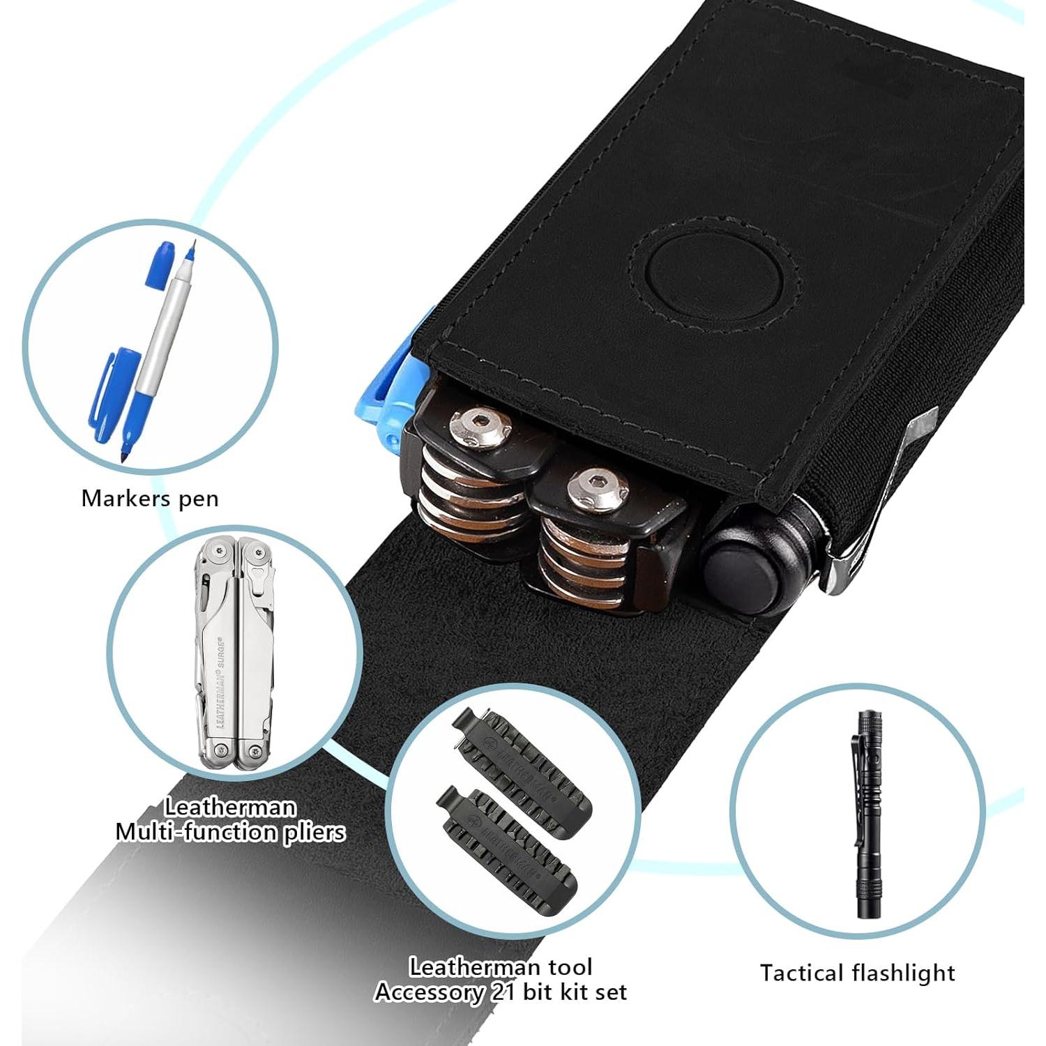 Funda de Multiherramienta de Cuero Baizoy Negro EDC 12.07x4.06cm