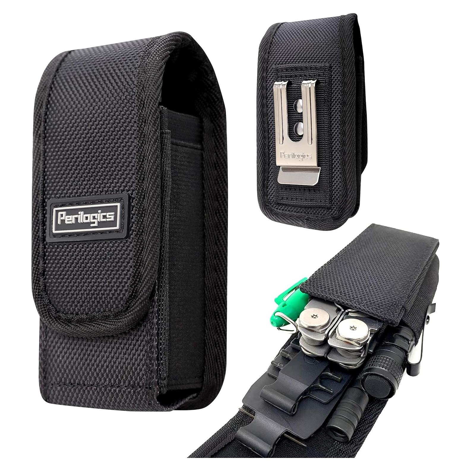 Magnetic Tool Sheath for Leatherman – Nylon Belt Pouch Fits Wave Plus, Wingman, Charge, Surge, Super Tool 300, Signal, Free P2 & P4 (4–4.5 in) - Camo