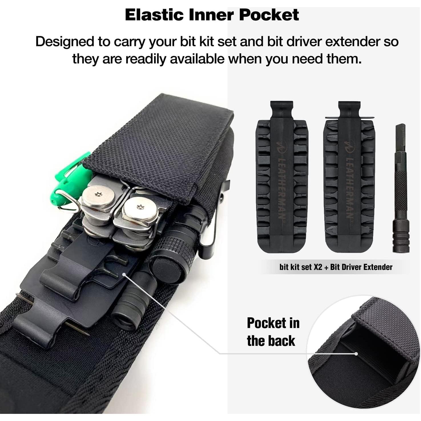 Magnetic Tool Sheath for Leatherman – Nylon Belt Pouch Fits Wave Plus, Wingman, Charge, Surge, Super Tool 300, Signal, Free P2 & P4 (4–4.5 in) - Camo