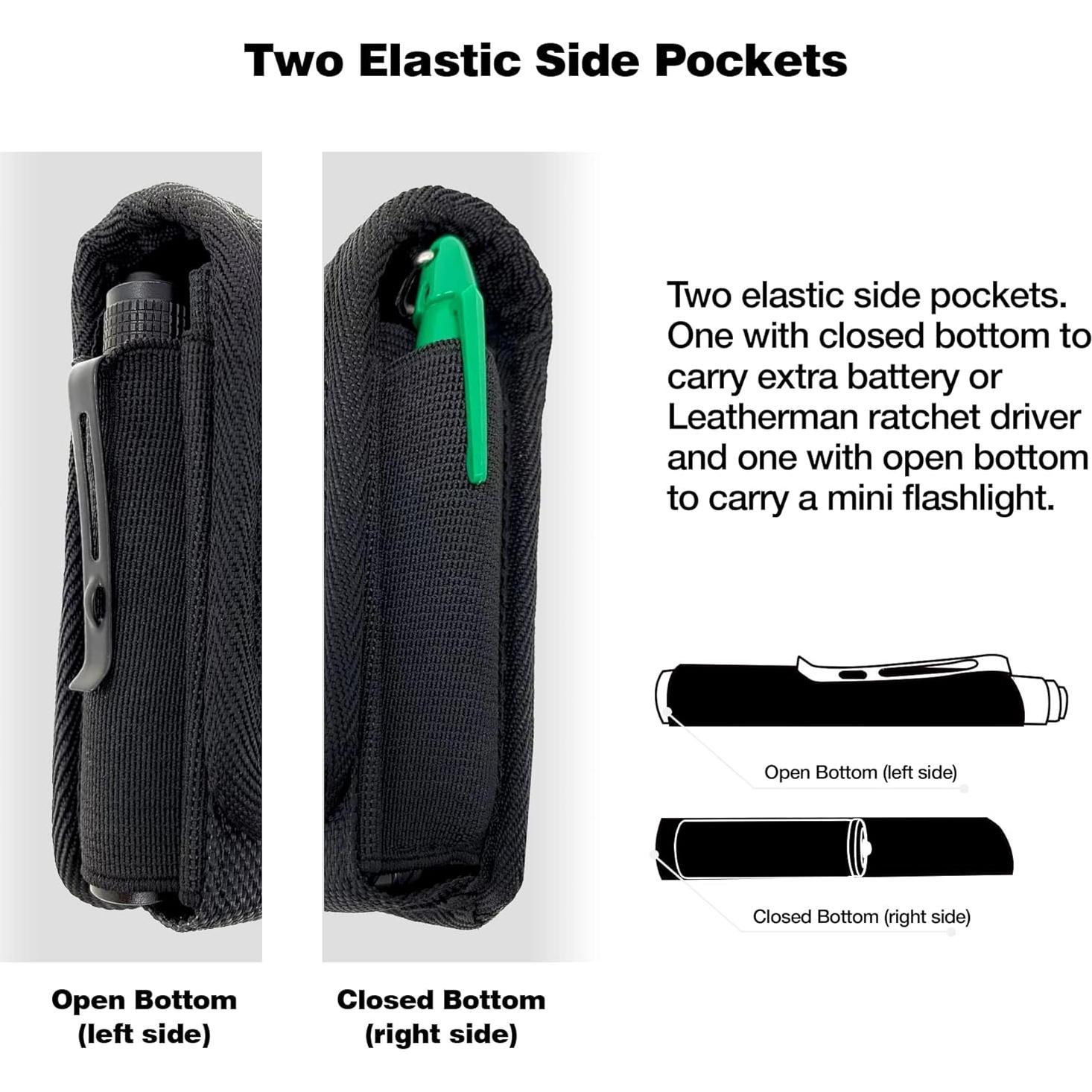 Magnetic Tool Sheath for Leatherman – Nylon Belt Pouch Fits Wave Plus, Wingman, Charge, Surge, Super Tool 300, Signal, Free P2 & P4 (4–4.5 in) - Camo