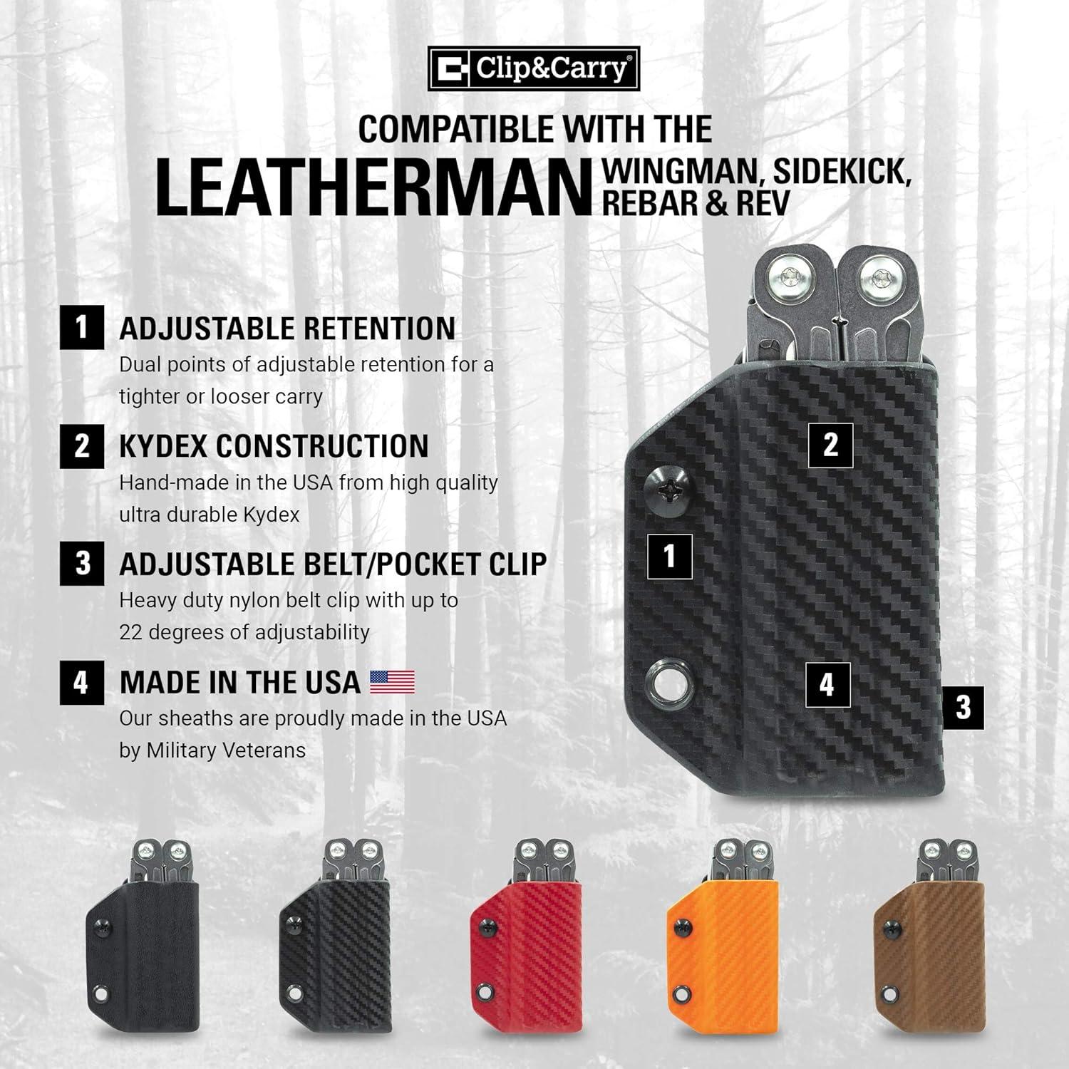 Funda Kydex Clip & Carry para Leatherman Wingman - Rojo