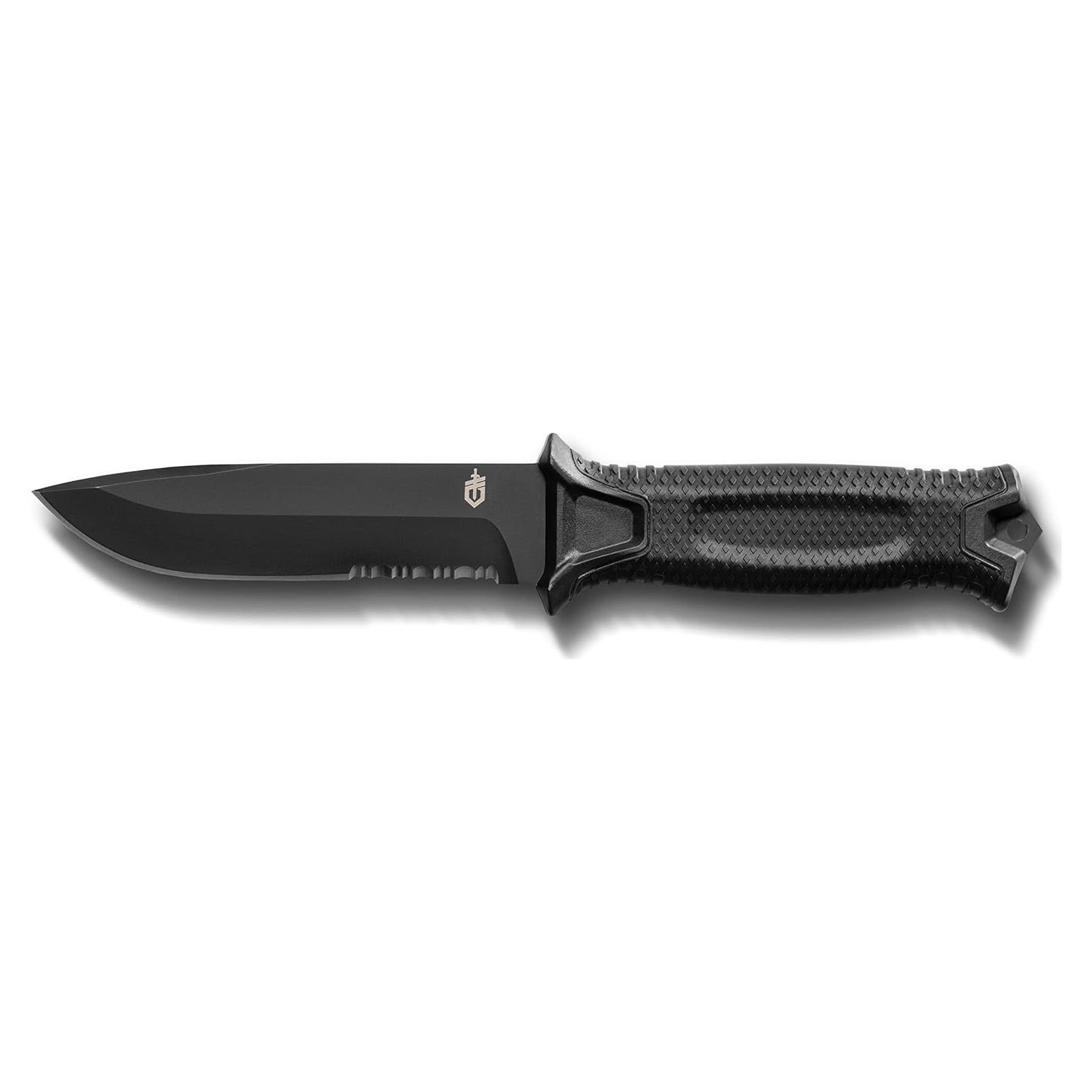 Gerber Gear StrongArm - Fixed Blade, Full Tang Knife - Camping Knife with Multiple Carry Options - Made in USA - Black, Serrated Edge