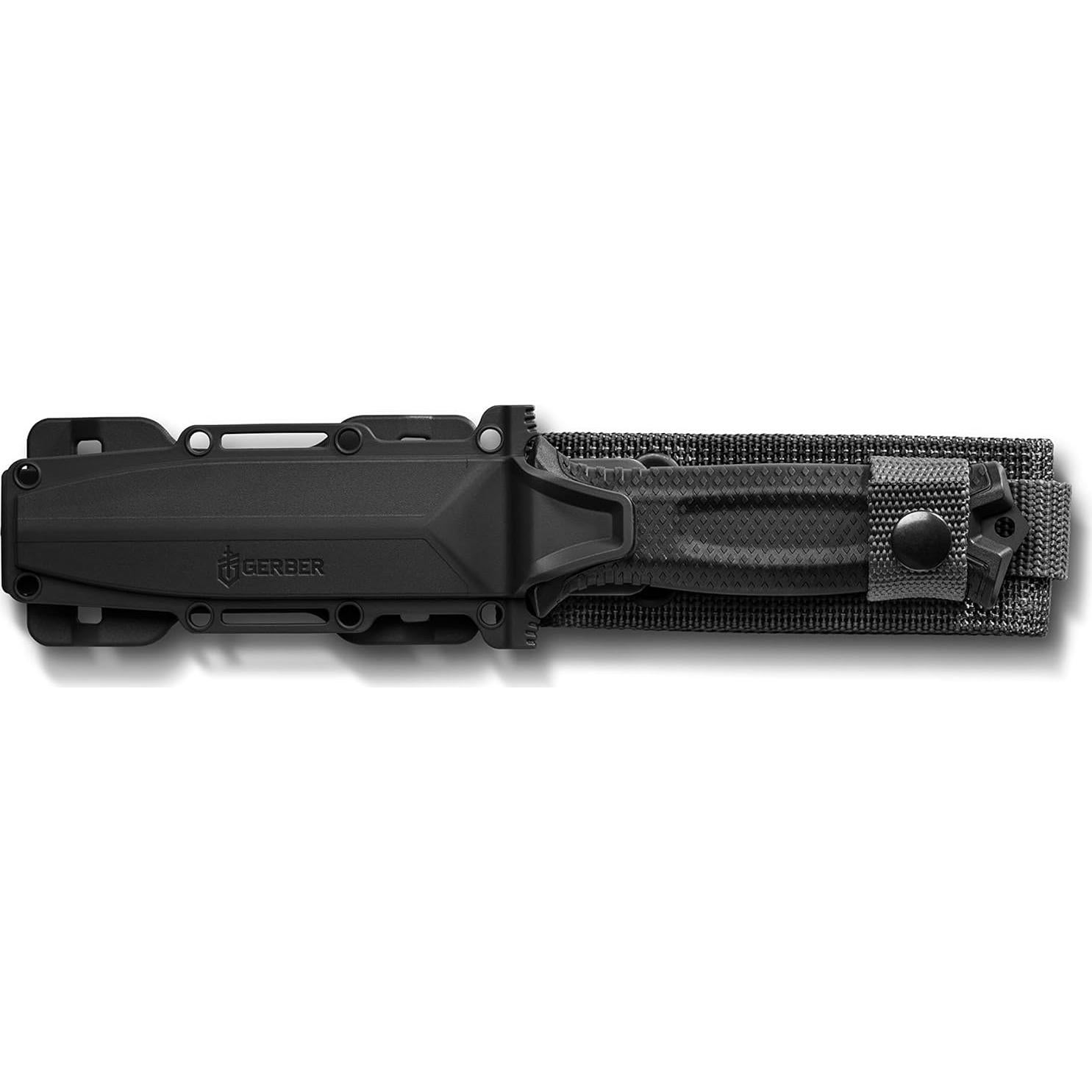 Gerber Gear StrongArm - Fixed Blade, Full Tang Knife - Camping Knife with Multiple Carry Options - Made in USA - Black, Serrated Edge