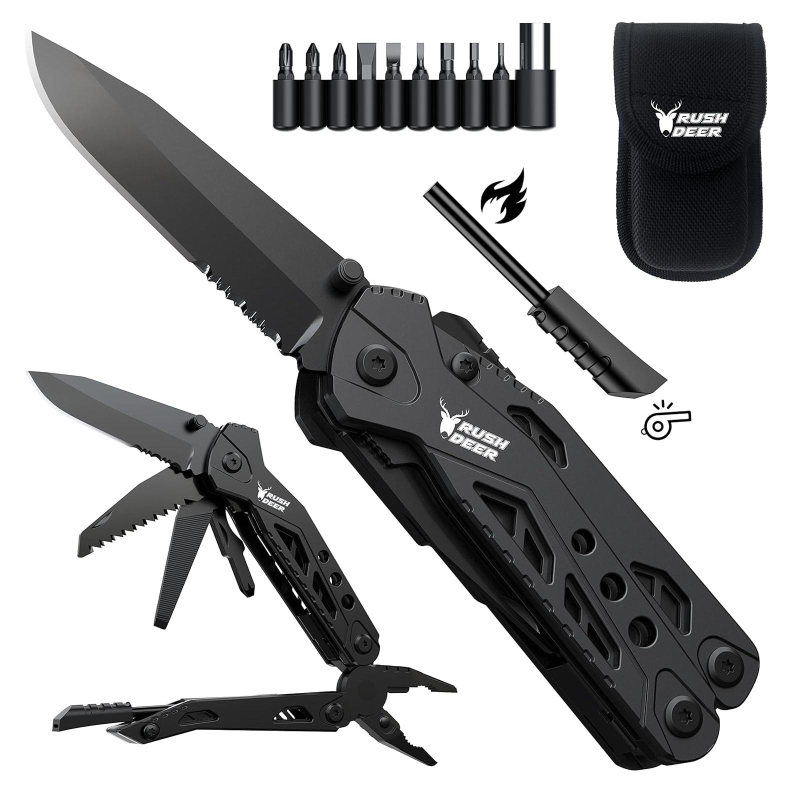 Cuchillo de bolsillo Rush Deer 16 en 1 - Multiherramienta EDC Negra