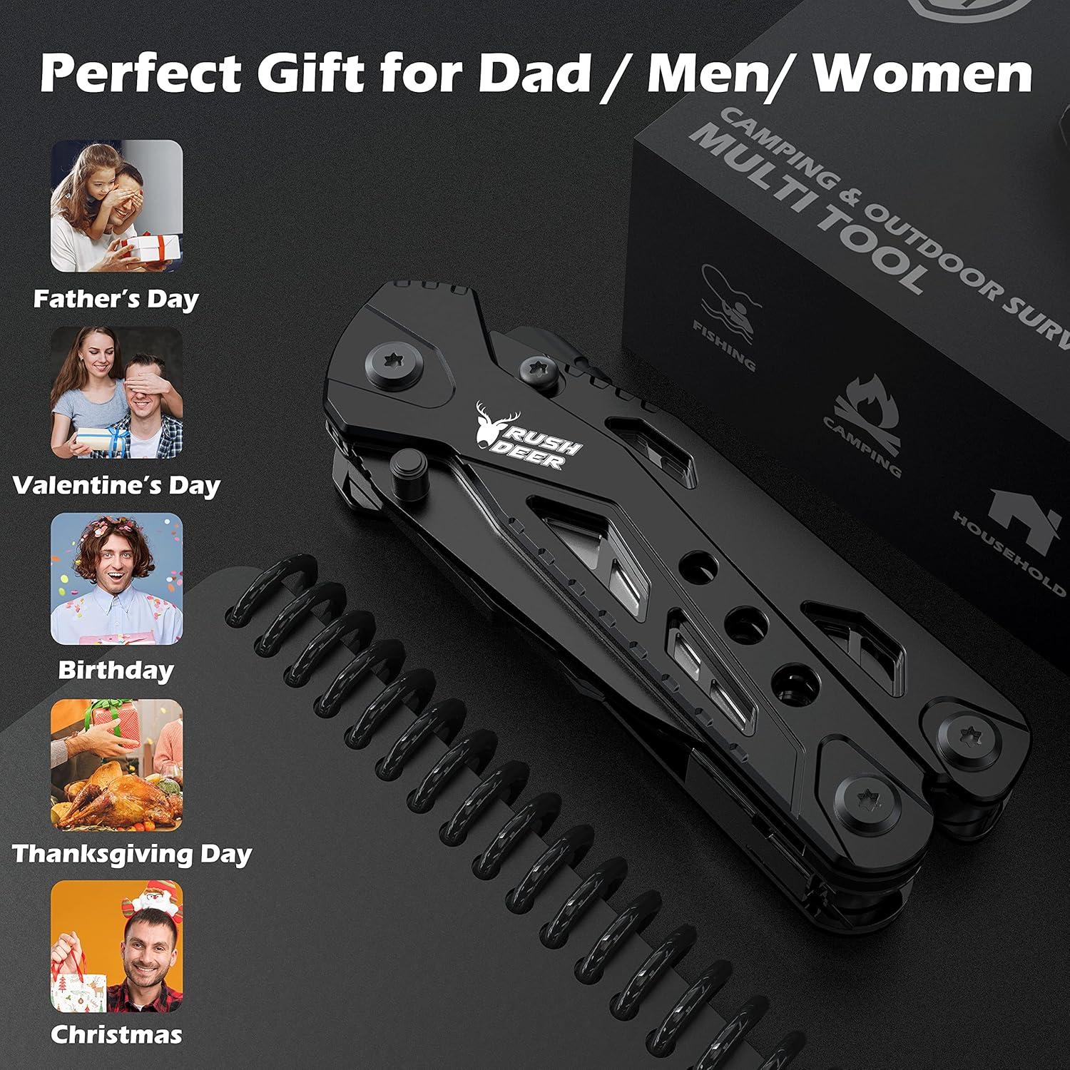 Cuchillo de bolsillo Rush Deer 16 en 1 - Multiherramienta EDC Negra