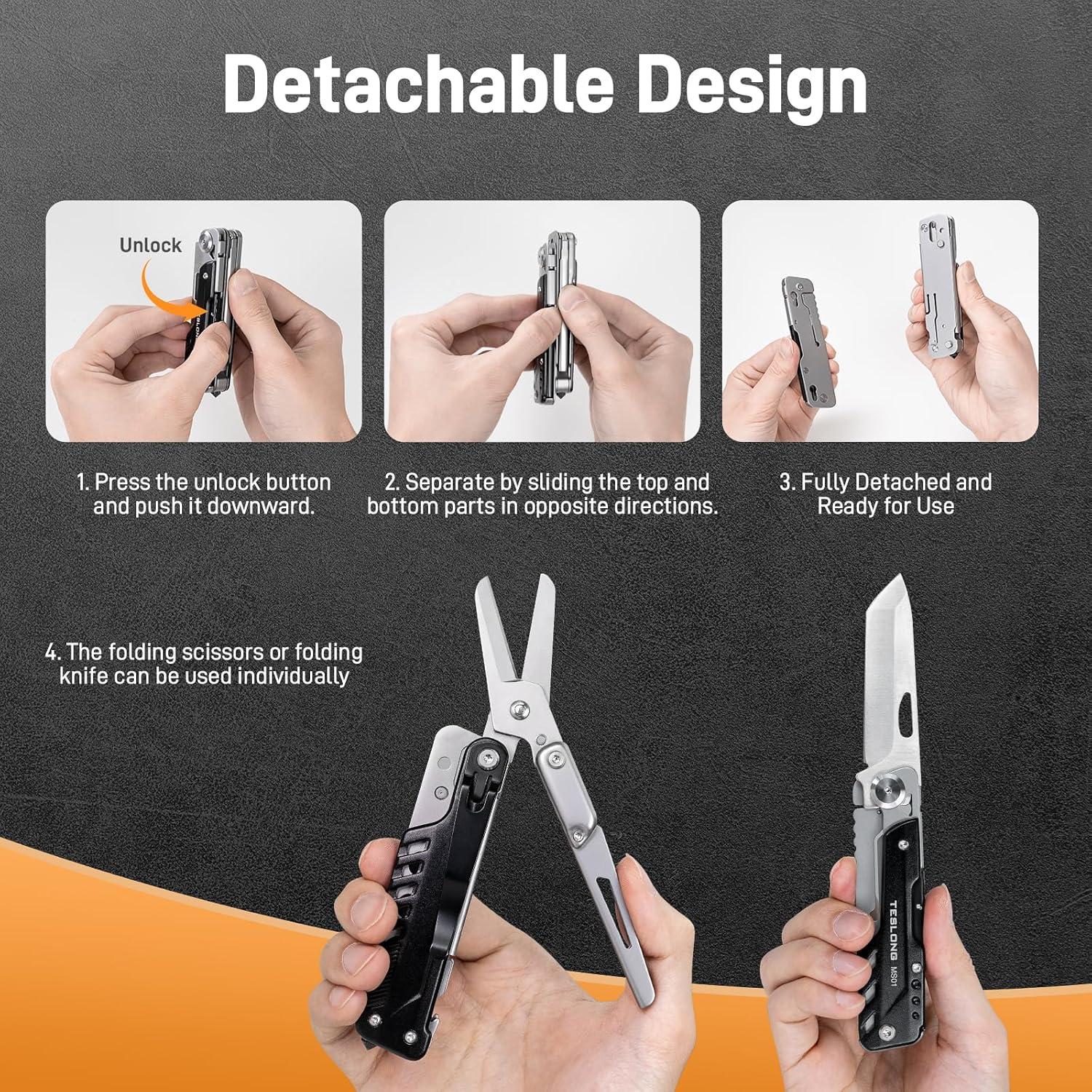 Multiherramienta 5 en 1 Teslong MS01 Cuchillo Tijeras Acero Inoxidable