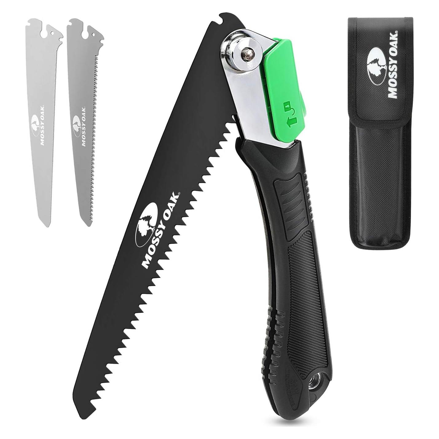 Sierra Plegable 3 en 1 Mossy Oak con 3 Cuchillas y Funda