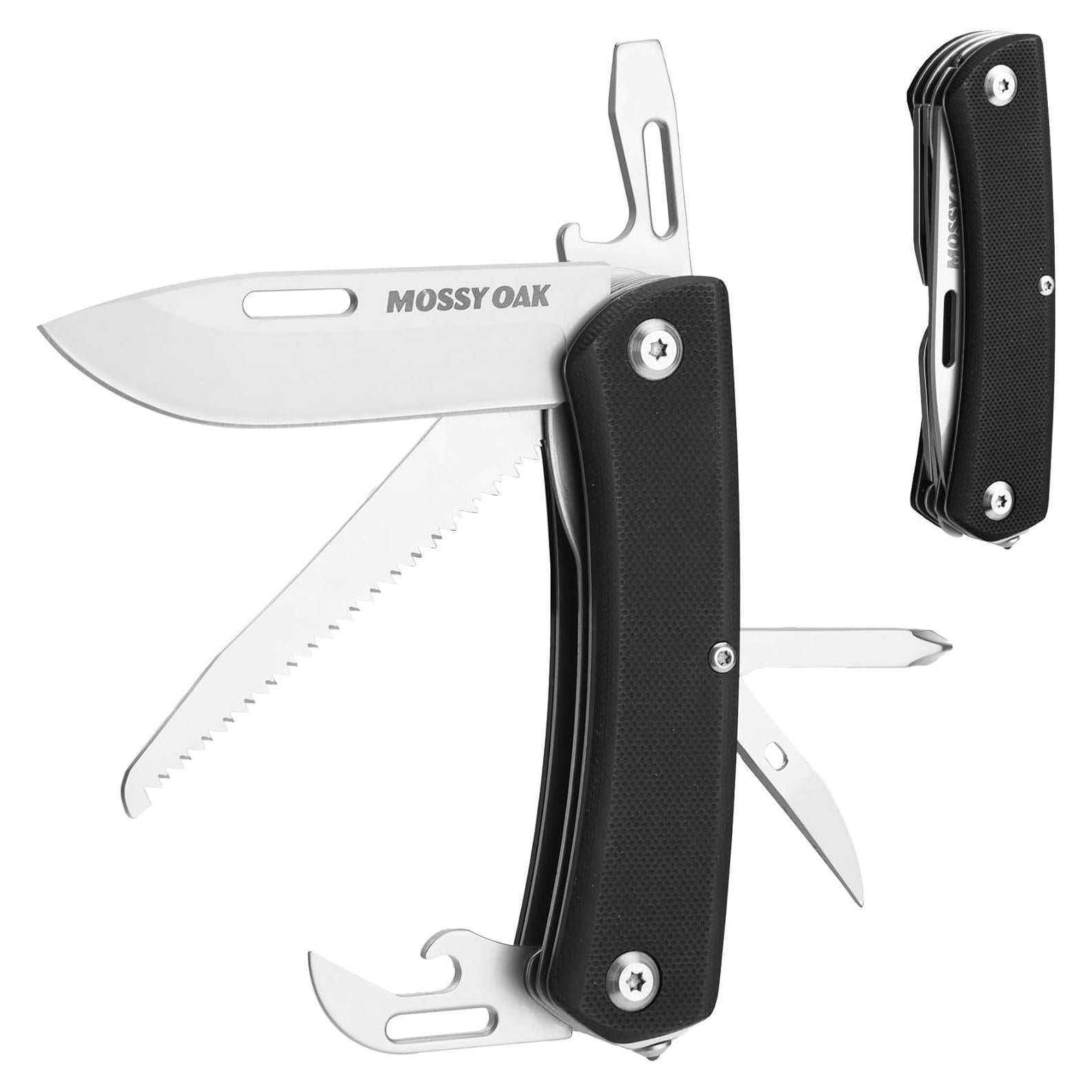 Cuchillo de bolsillo multitool MOSSY OAK 10-en-1 acero inoxidable