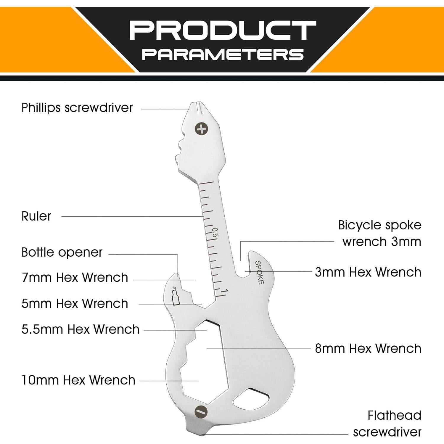 Llave Multi-herramienta 12 en 1 LLYZZ Guitarra EDC 18g