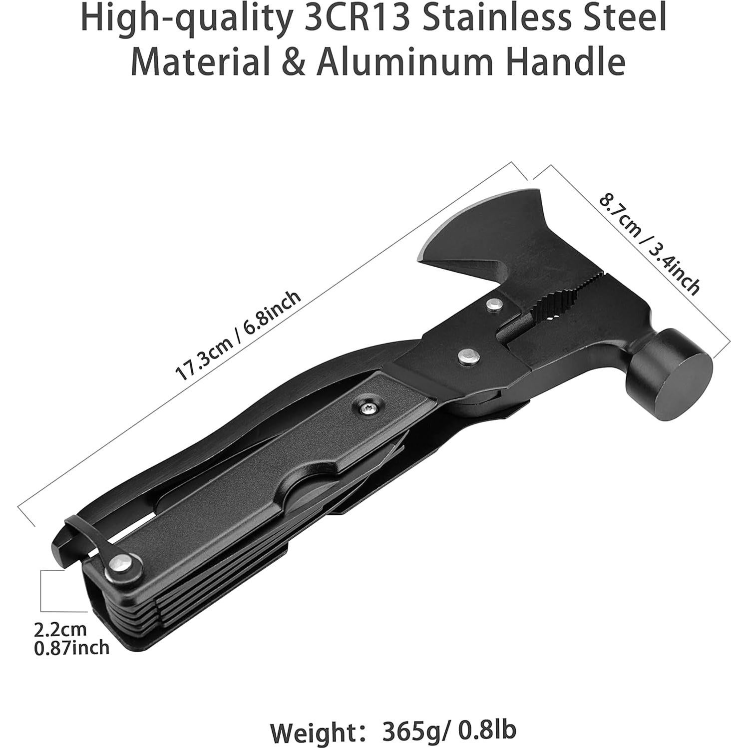 Hacha Martillo Multifuncional AIYEGO 14 en 1 para Camping