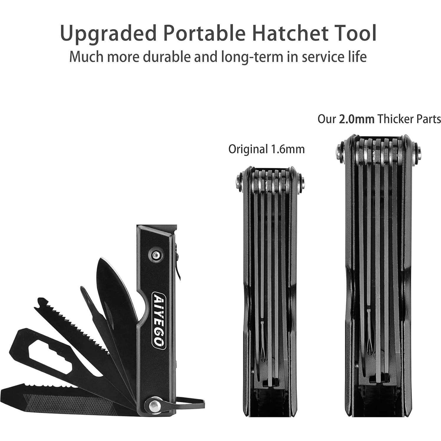 Hacha Martillo Multifuncional AIYEGO 14 en 1 para Camping