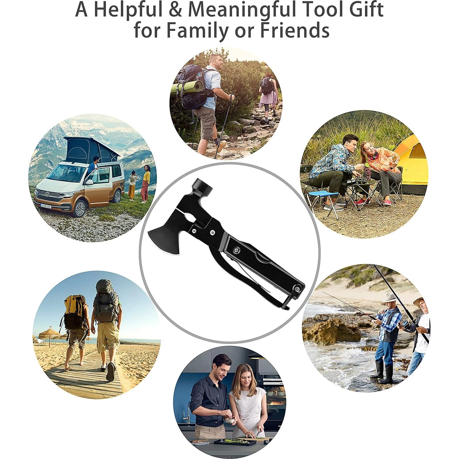 Hacha Martillo Multifuncional AIYEGO 14 en 1 para Camping