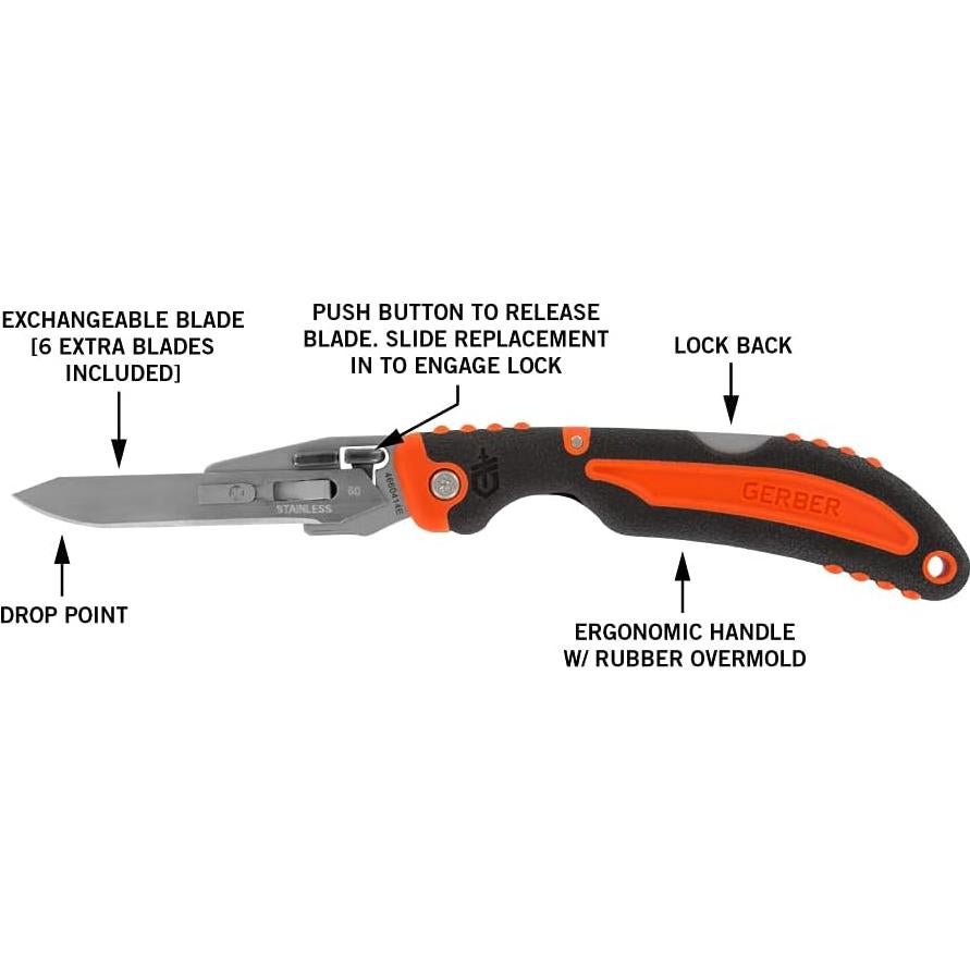 Cuchillo Plegable Vital Gerber 7.1 cm con Hojas Reemplazables