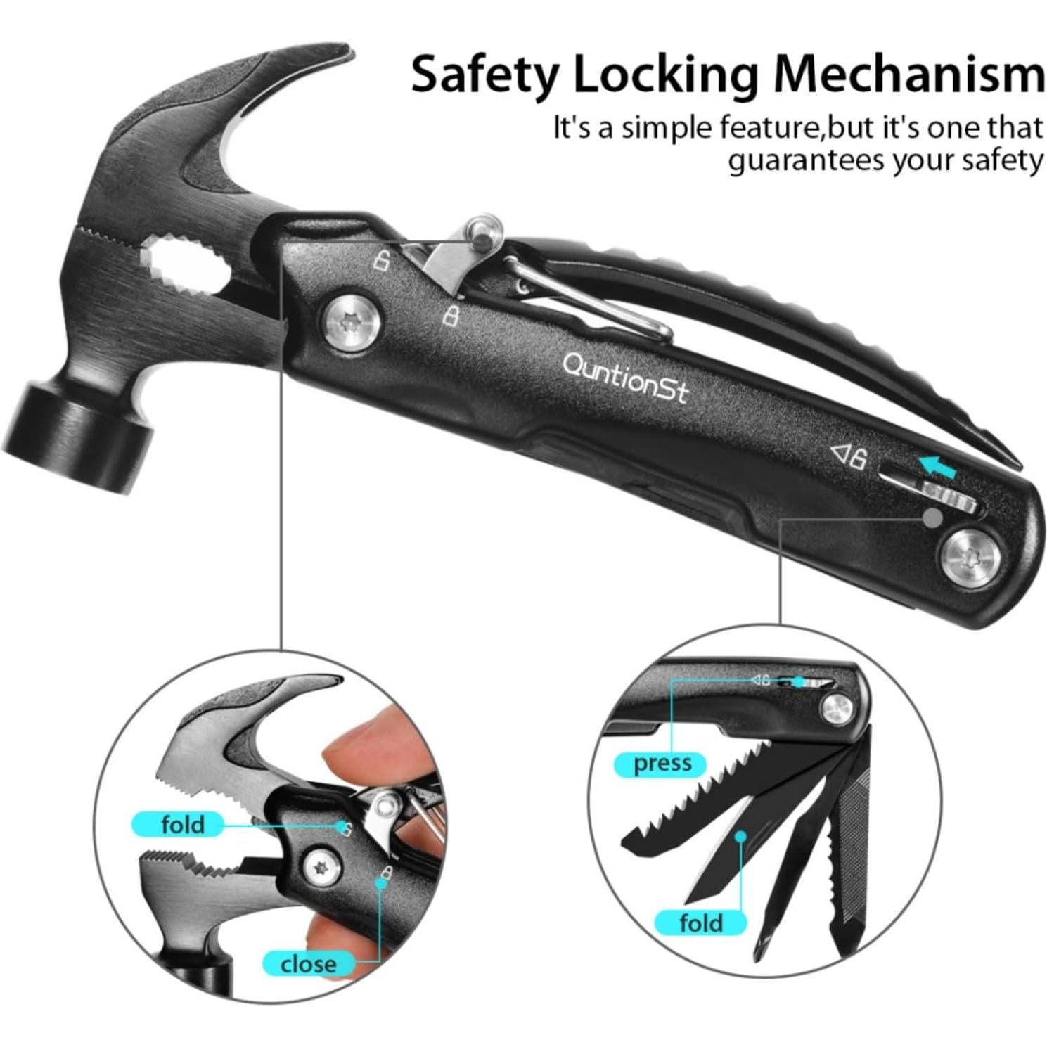 Herramienta Multitool de Martillo 12 en 1 QuntionSt - Acero Inoxidable