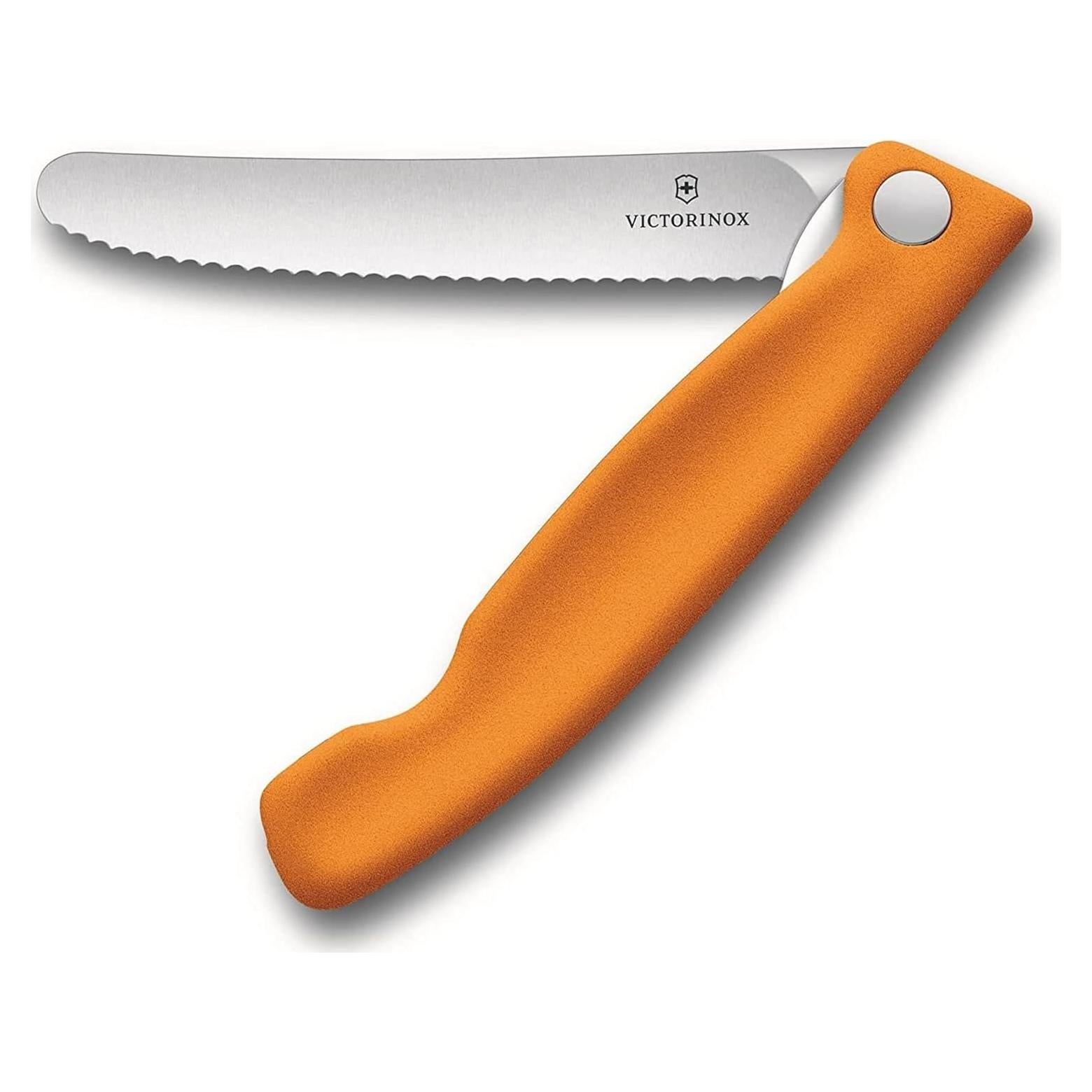 Victorinox Swiss Classic Foldable Paring Knife, Wavy Edge Orange 4.3 in