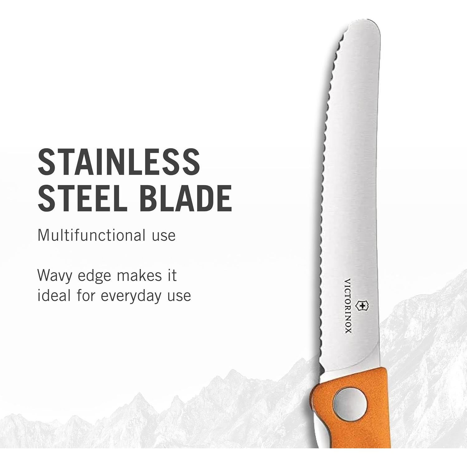 Victorinox Swiss Classic Foldable Paring Knife, Wavy Edge Orange 4.3 in