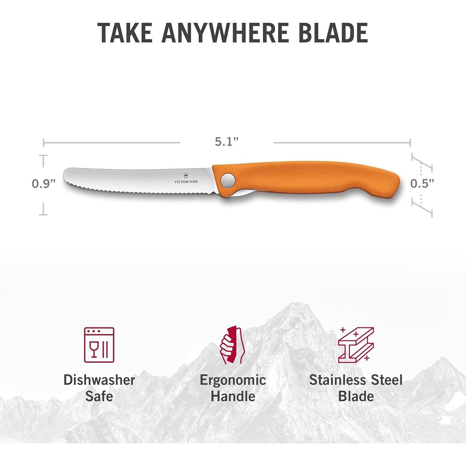 Victorinox Swiss Classic Foldable Paring Knife, Wavy Edge Orange 4.3 in