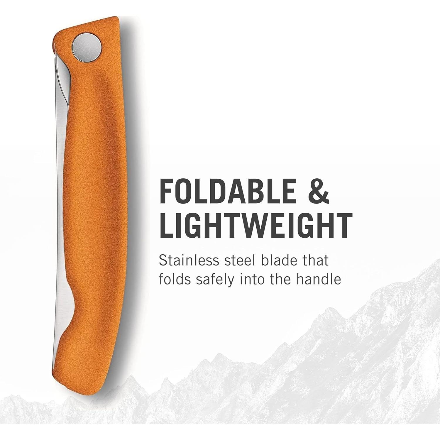 Victorinox Swiss Classic Foldable Paring Knife, Wavy Edge Orange 4.3 in