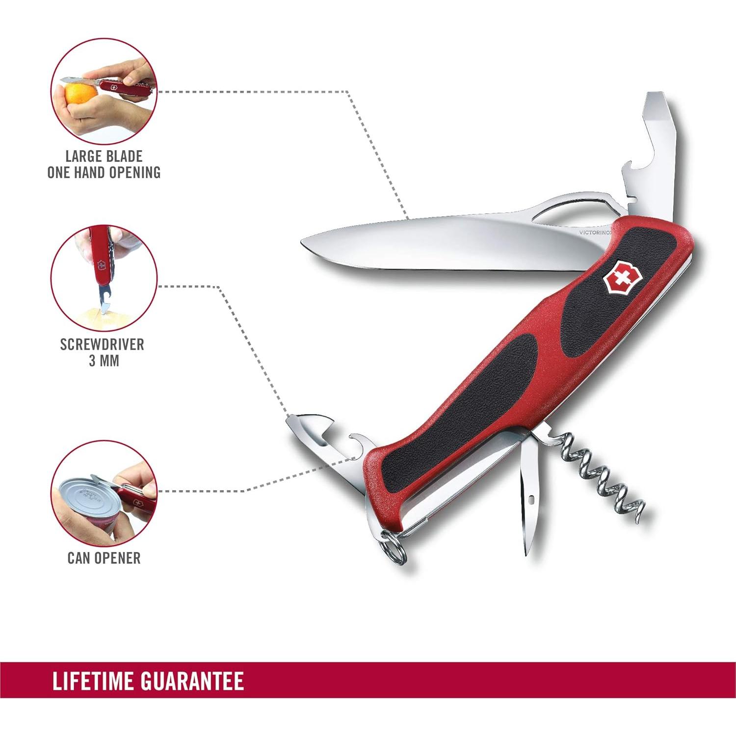 Cuchillo Suizo Victorinox RangerGrip 61 - 11 Funciones, Rojo/Negro