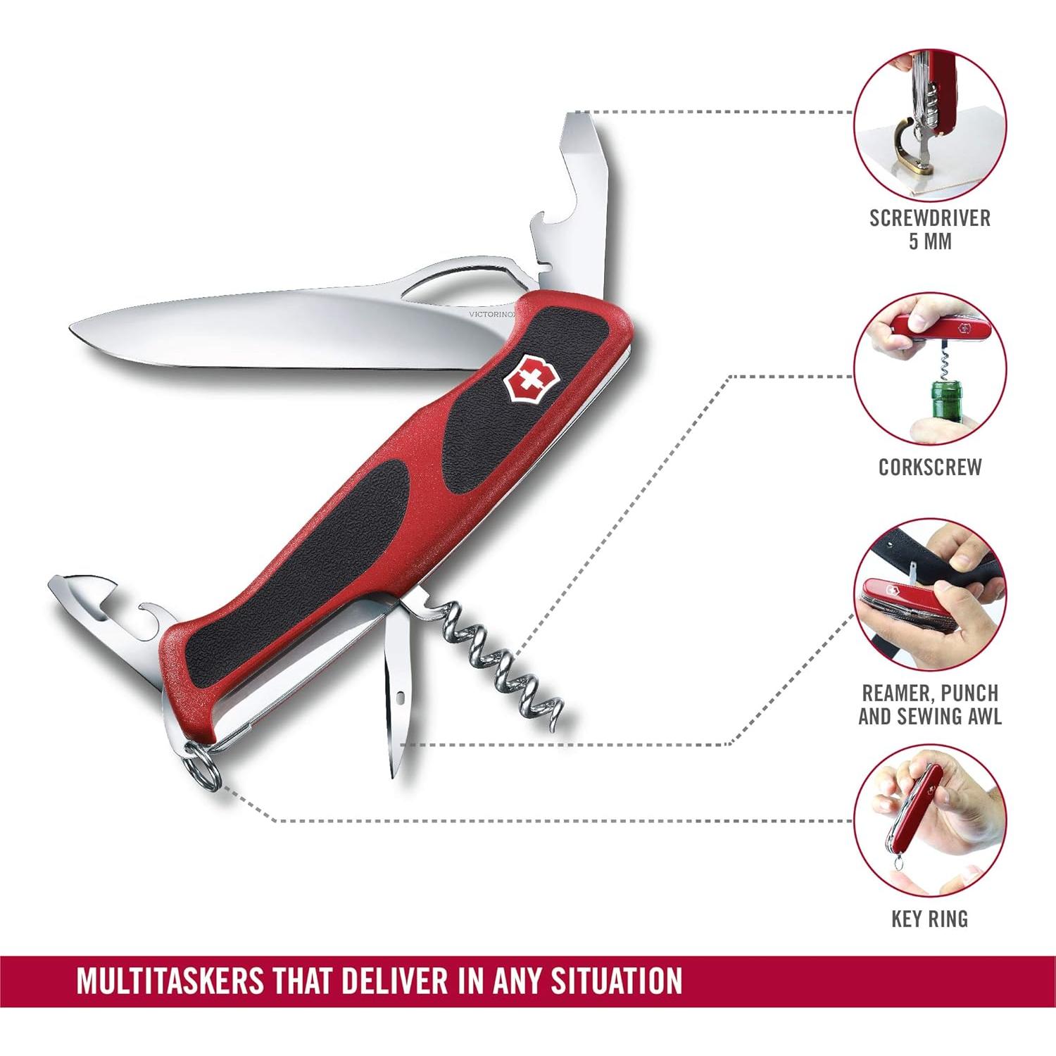 Cuchillo Suizo Victorinox RangerGrip 61 - 11 Funciones, Rojo/Negro