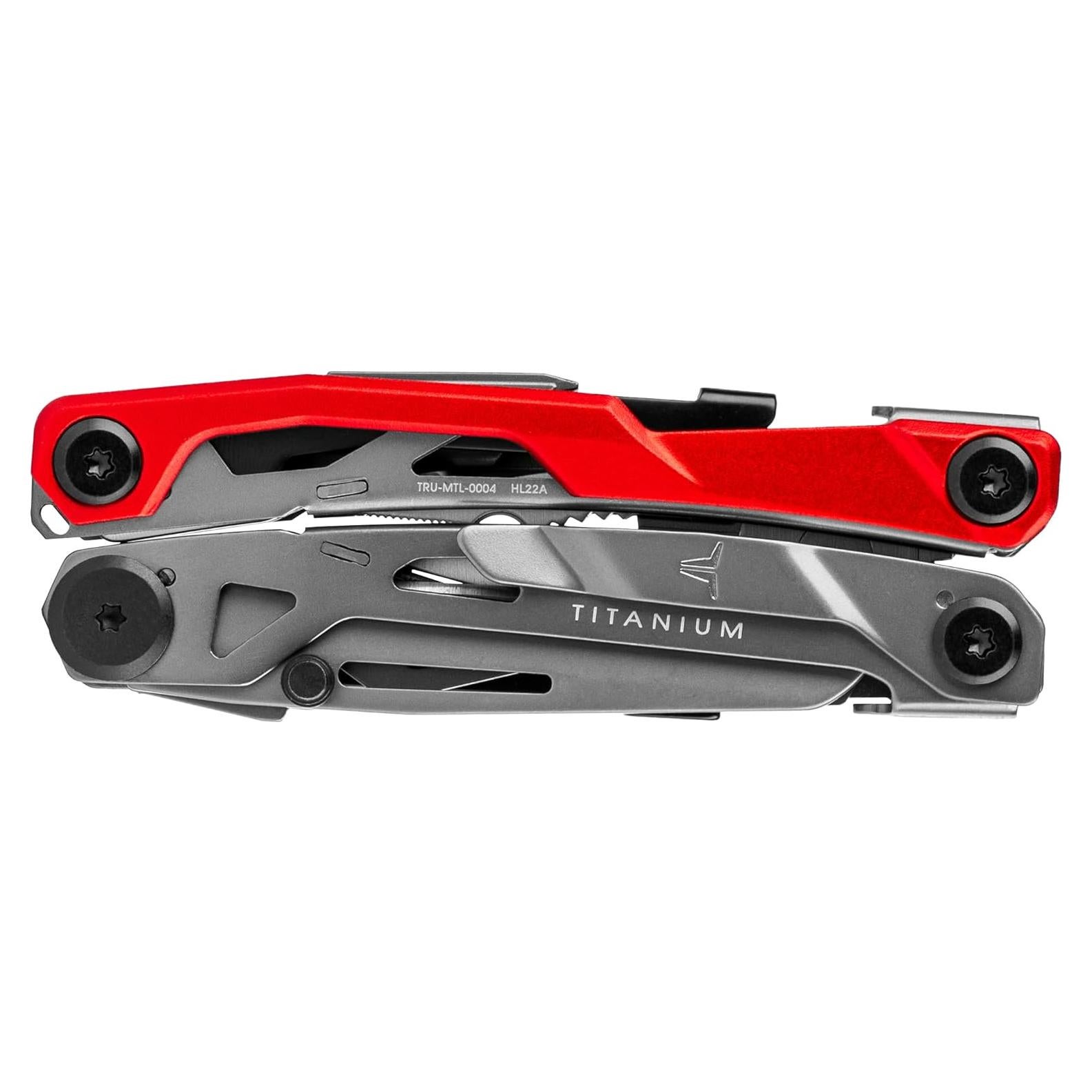 Multi-Herramienta de Bolsillo VERDADERO 8 en 1 Titanio Plata/Rojo