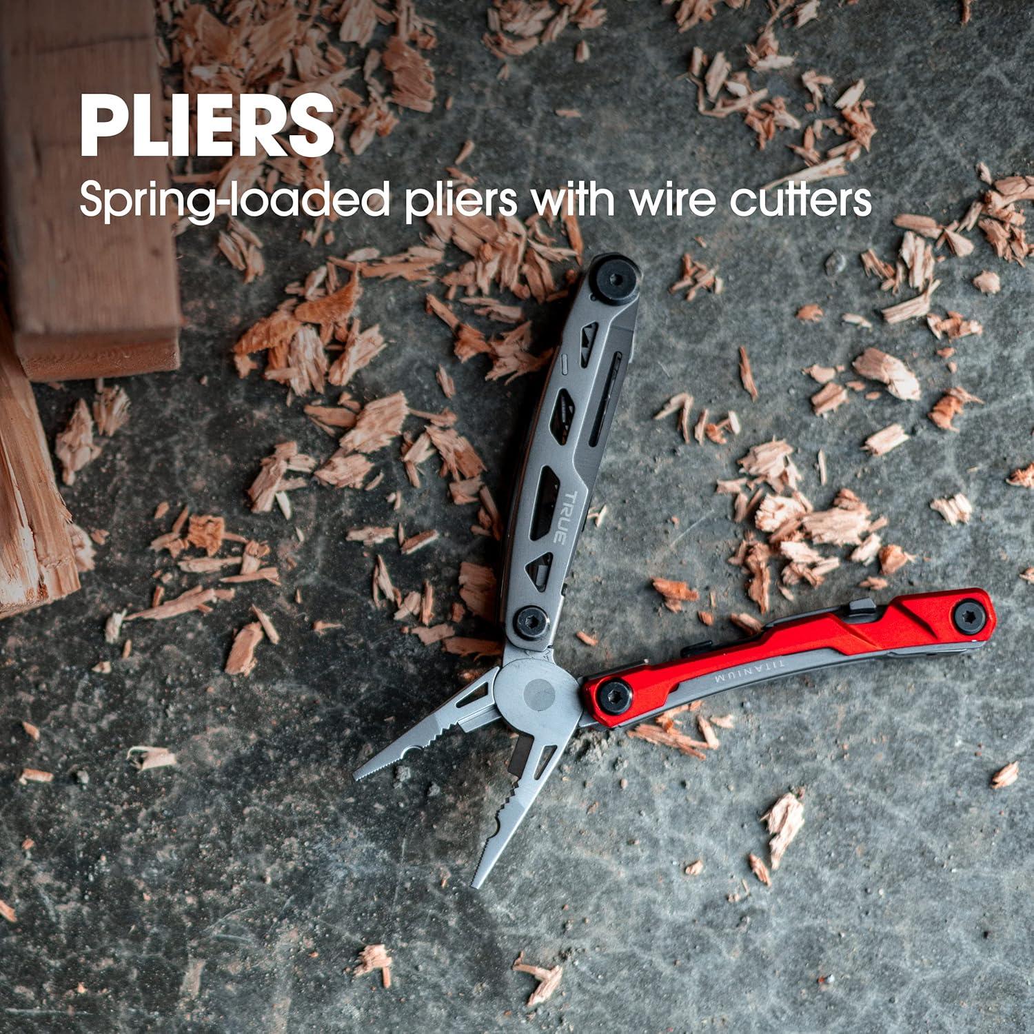 Multi-Herramienta de Bolsillo VERDADERO 8 en 1 Titanio Plata/Rojo