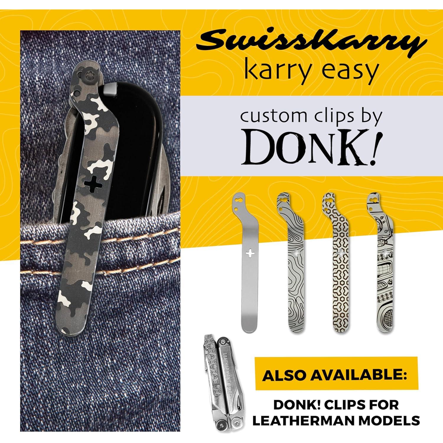 Clip SwissKarry Donk! Camo Negro para Cuchillo Suizo 91mm