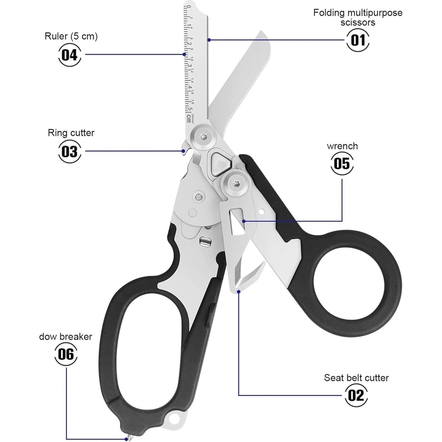 Tijeras de Trauma Secfanya Multifuncionales Acero Inoxidable 20.6 cm