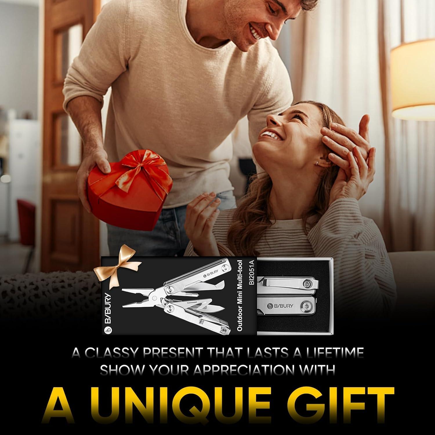 Mini Multiherramienta BIBURY BI2051A, Alicates EDC de Acero Inoxidable