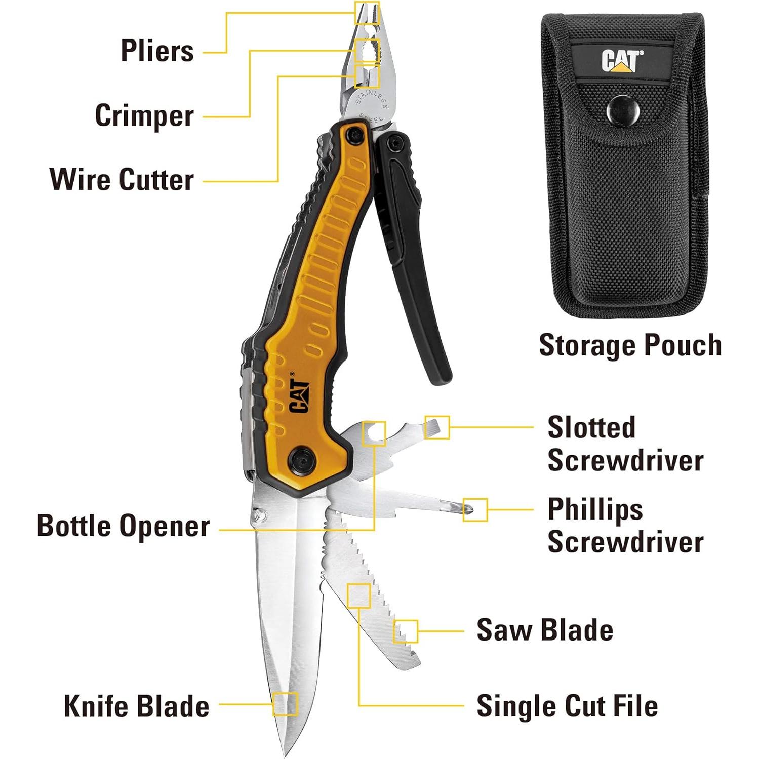 Herramienta Multifuncional Cat XL 9-en-1 con Funda - Amarillo