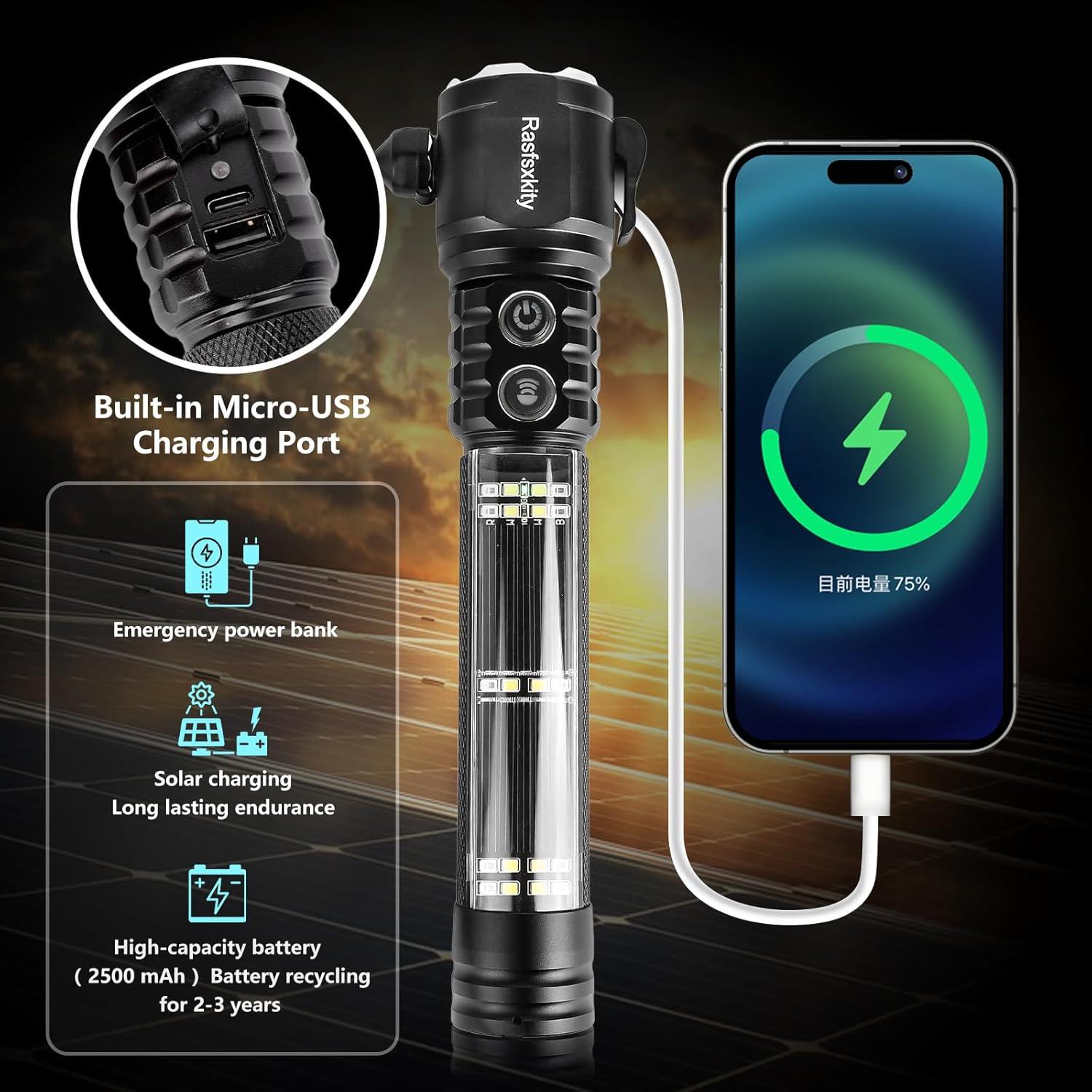 Linterna LED Multifuncional Rasfsxkity con Cortador y Rompedor