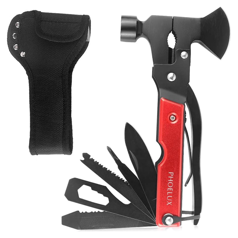 Multiherramienta de Camping PHOELUX 16 en 1 con Hacha y Martillo