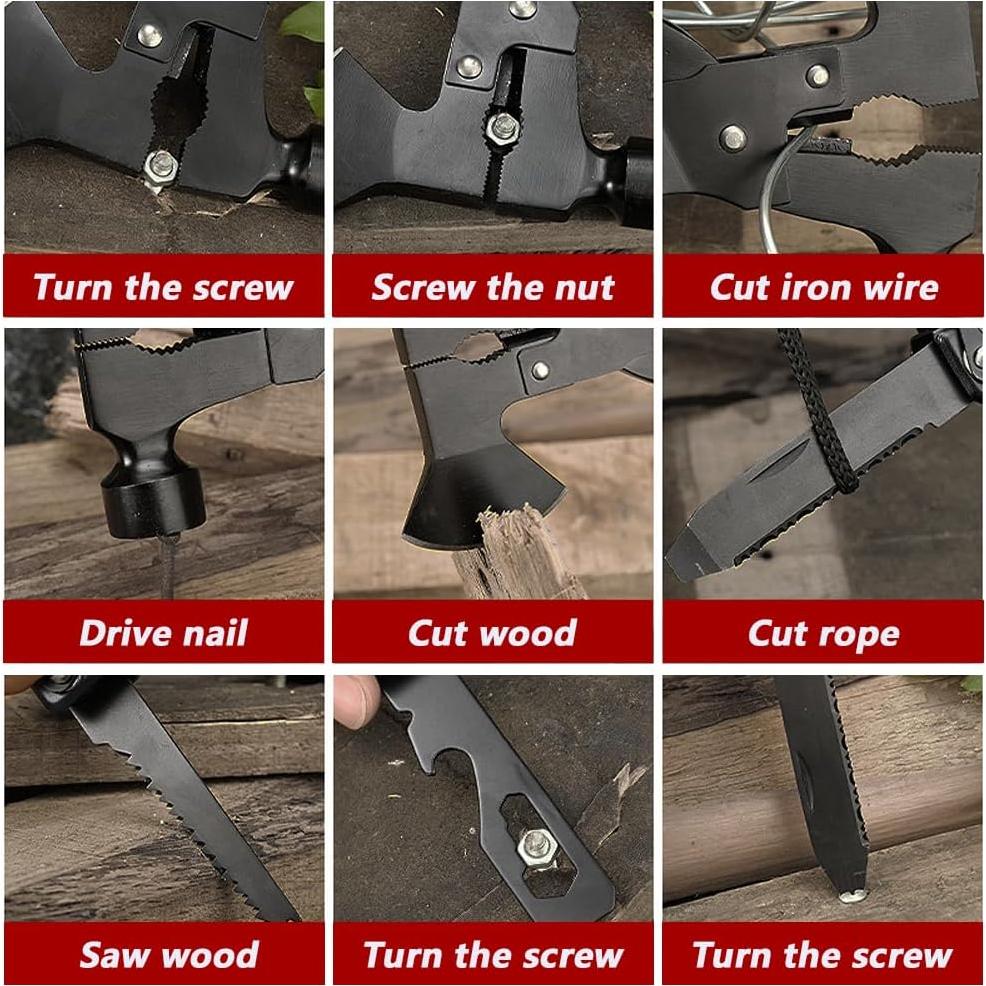 Multiherramienta de Camping PHOELUX 16 en 1 con Hacha y Martillo