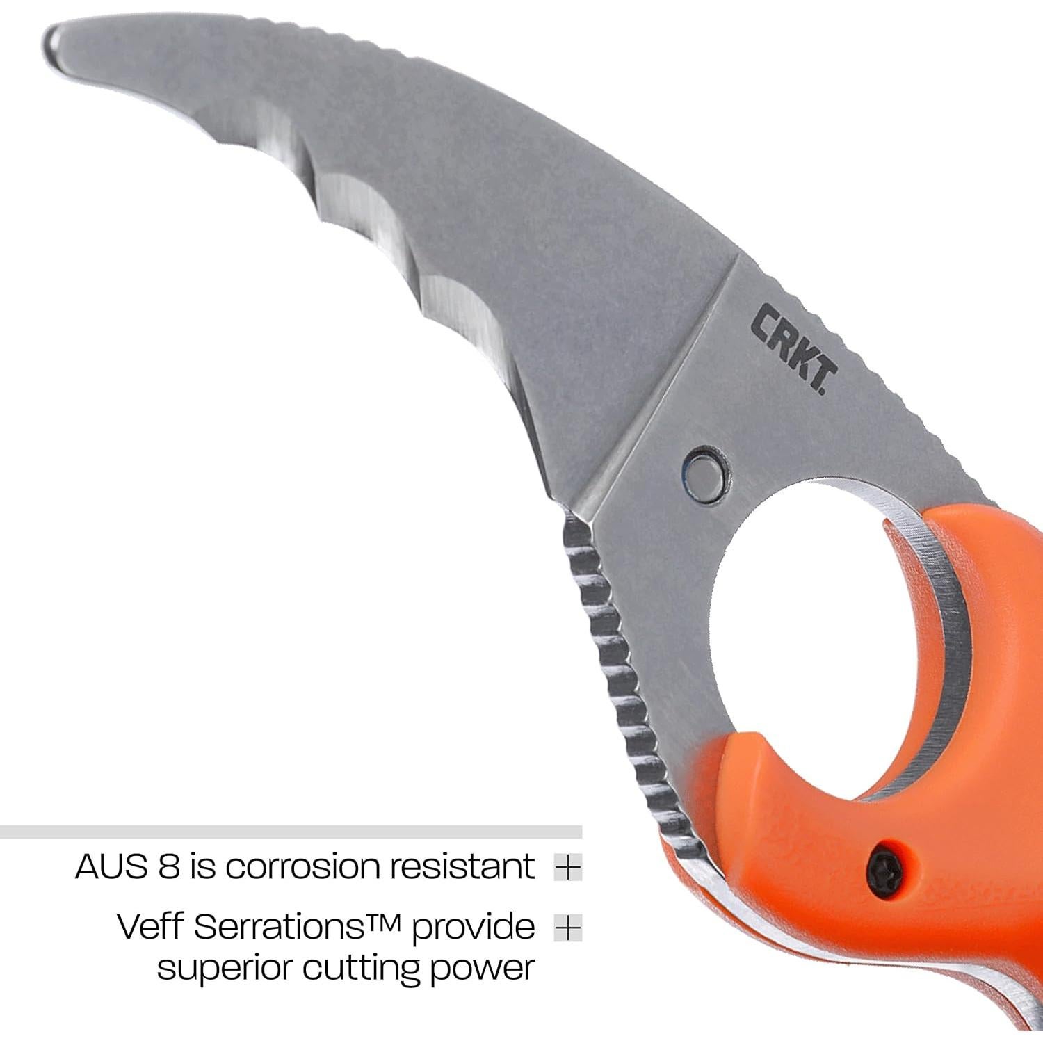 Cuchillo de Rescate CRKT Bear Claw AUS 8 Mango Naranja