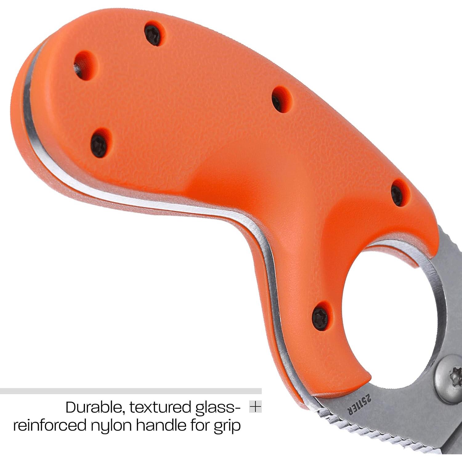 Cuchillo de Rescate CRKT Bear Claw AUS 8 Mango Naranja