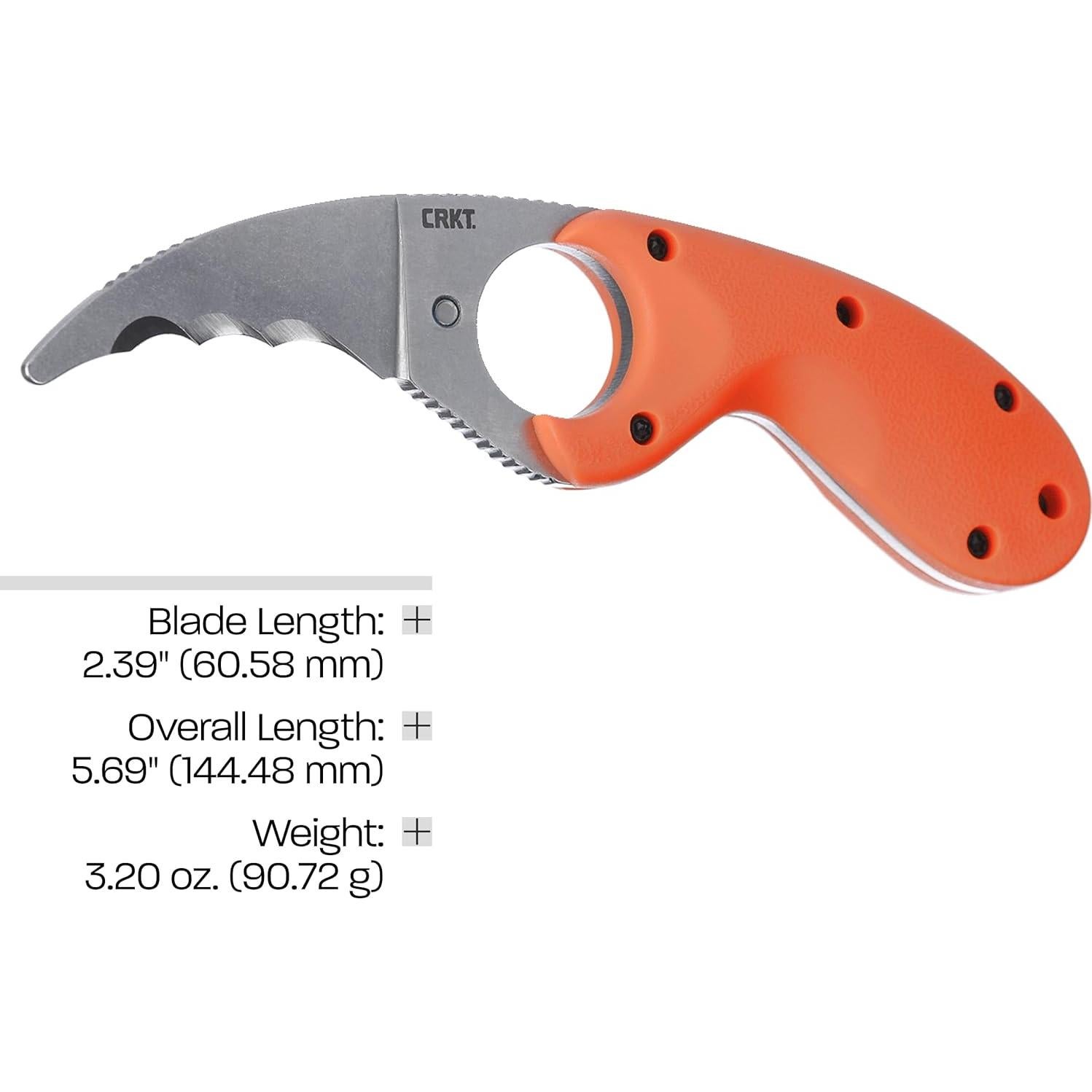Cuchillo de Rescate CRKT Bear Claw AUS 8 Mango Naranja