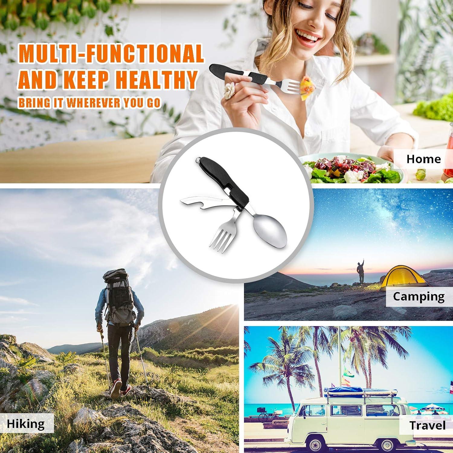 Utensilios de Camping HIKENTURE 4 en 1 Acero Inoxidable Negro