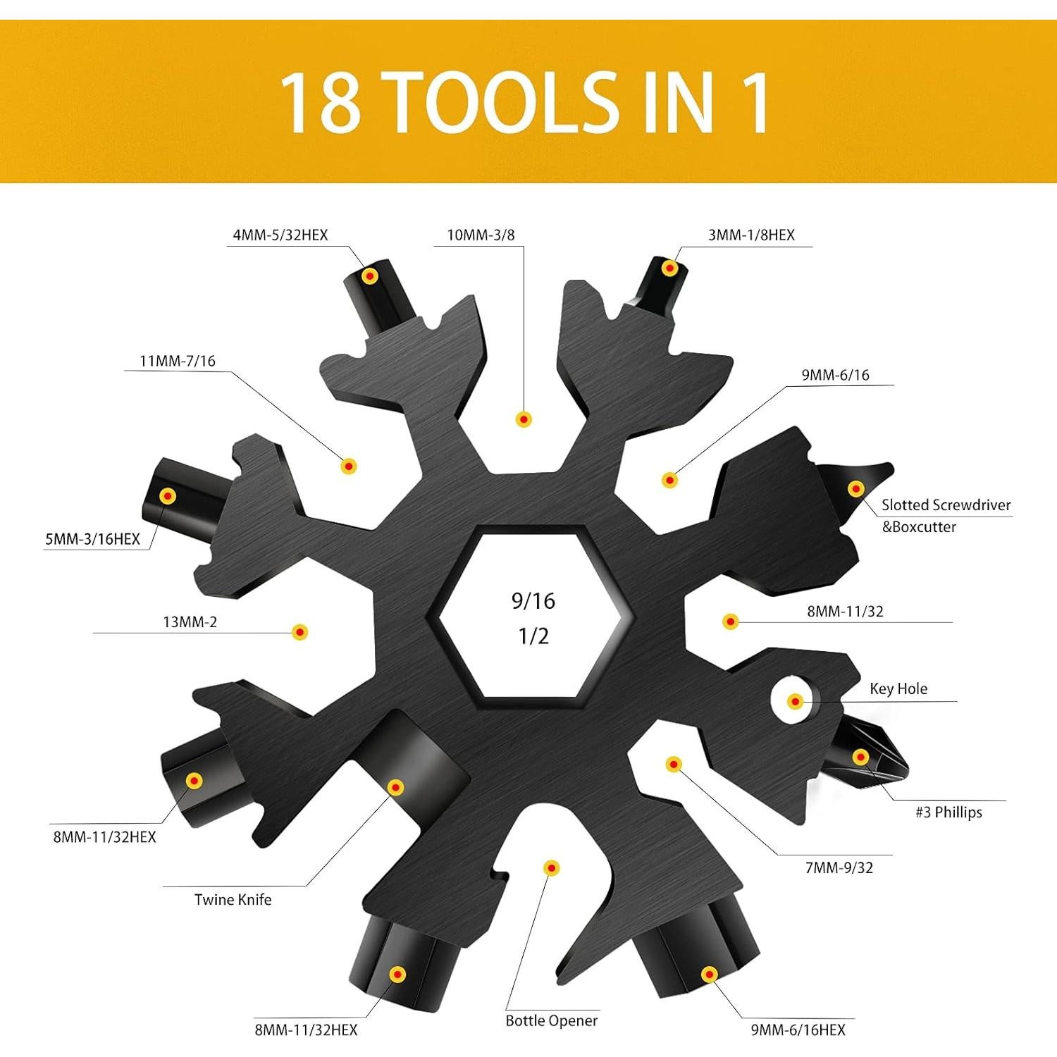 Multiherramienta Copo de Nieve FZENeast 18 en 1 Acero Inoxidable