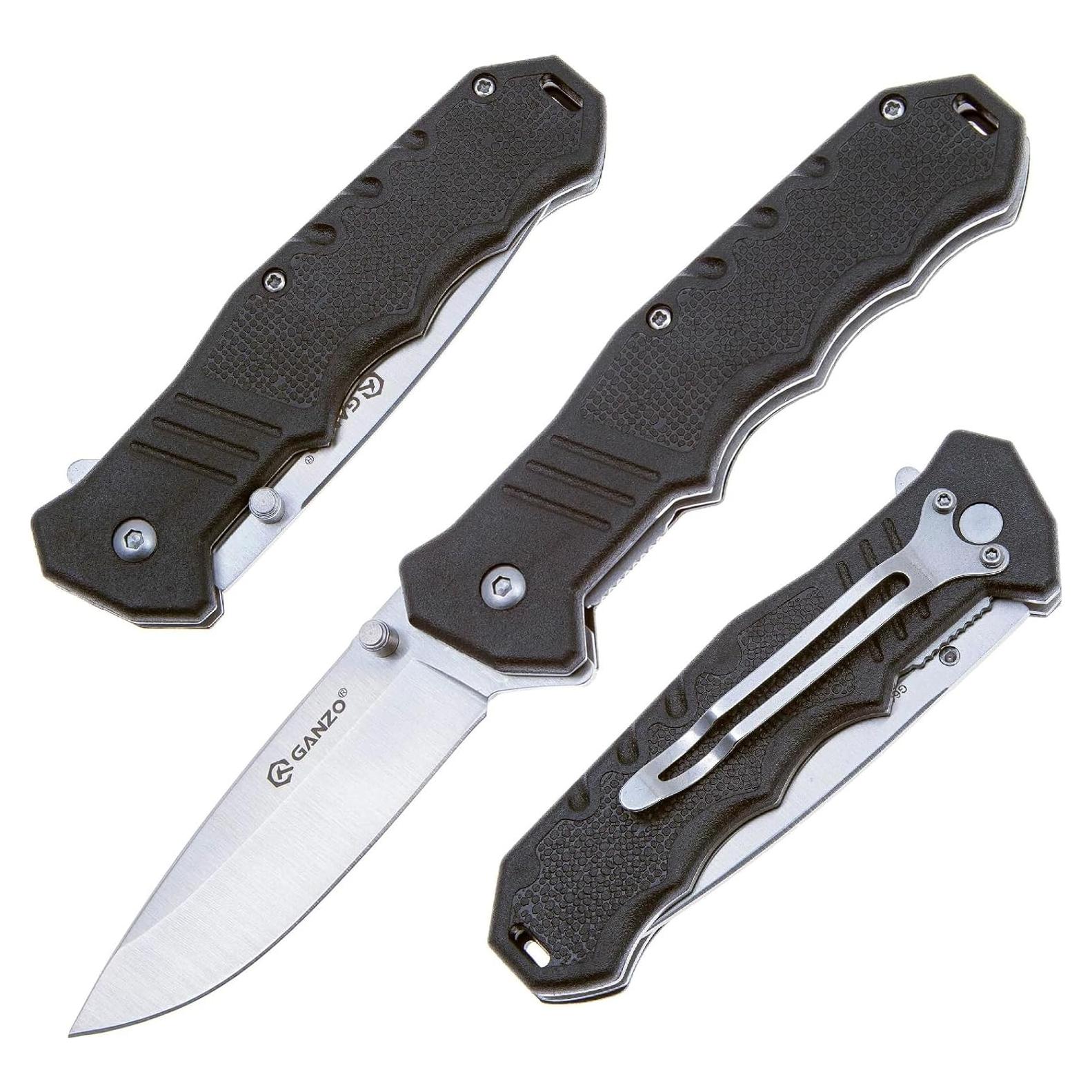 G616 Folding Pocket Knife, 3.11" Razor Sharp 440C Steel Blade ABS-plastic Handle with Clip Outdoor Foldable Pocket Knife Hunting Fishing Hiking Best Gift for Men (Black)