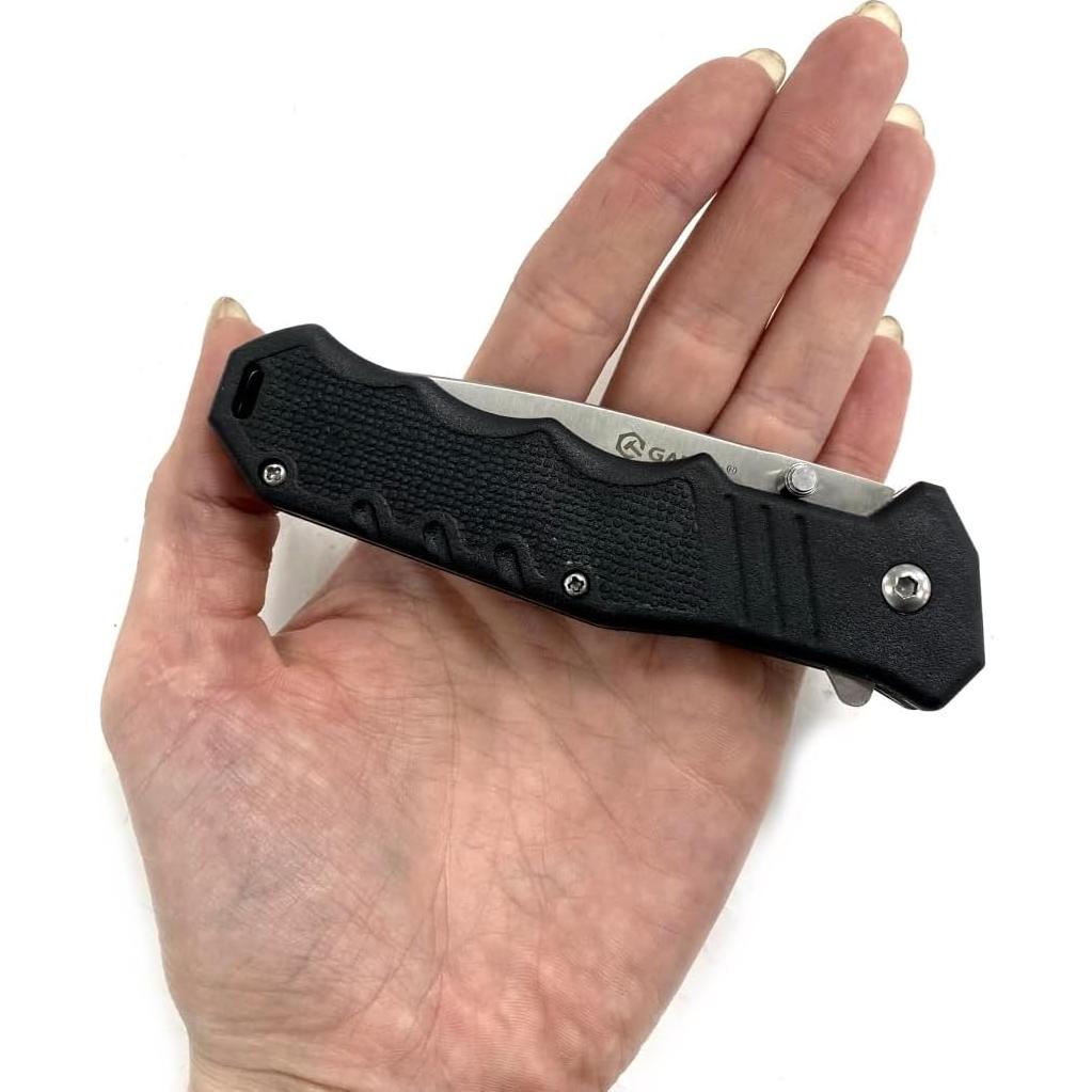 G616 Folding Pocket Knife, 3.11" Razor Sharp 440C Steel Blade ABS-plastic Handle with Clip Outdoor Foldable Pocket Knife Hunting Fishing Hiking Best Gift for Men (Black)