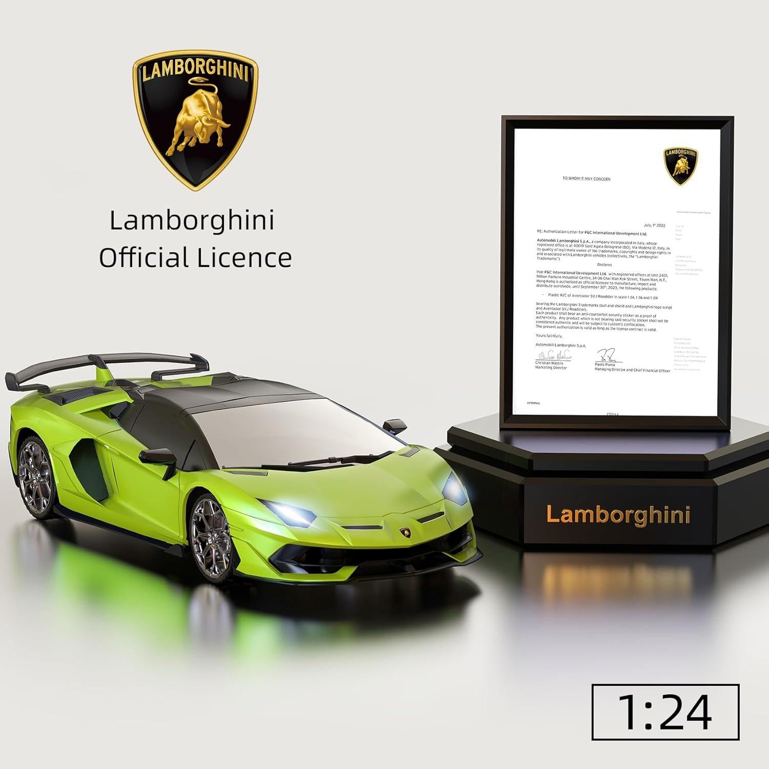 Coche RC Lamborghini SVJ 1:24 Verde Control Remoto