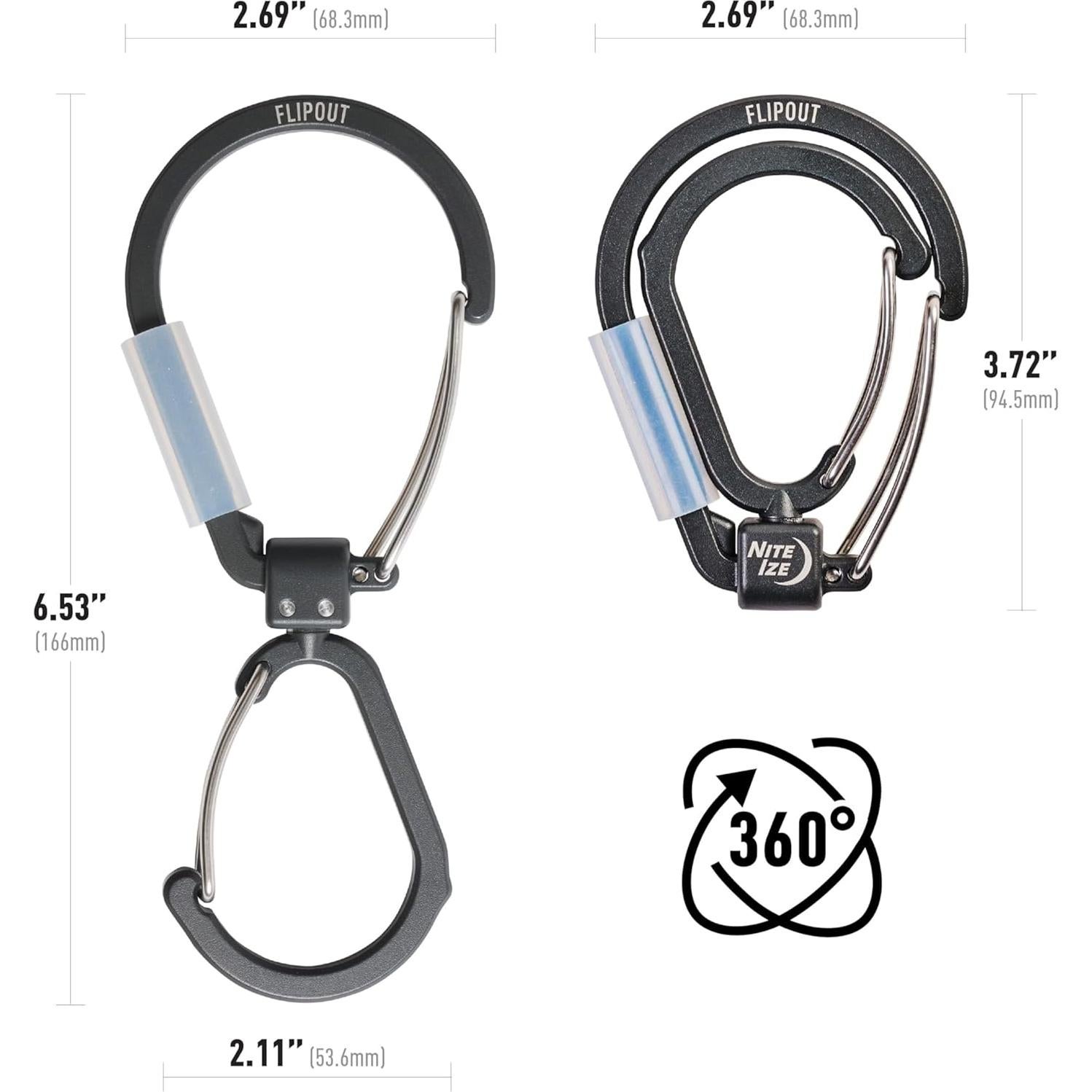 Mosquetón Doble Nite Ize FlipOut - Aluminio 18 kg - Plegable