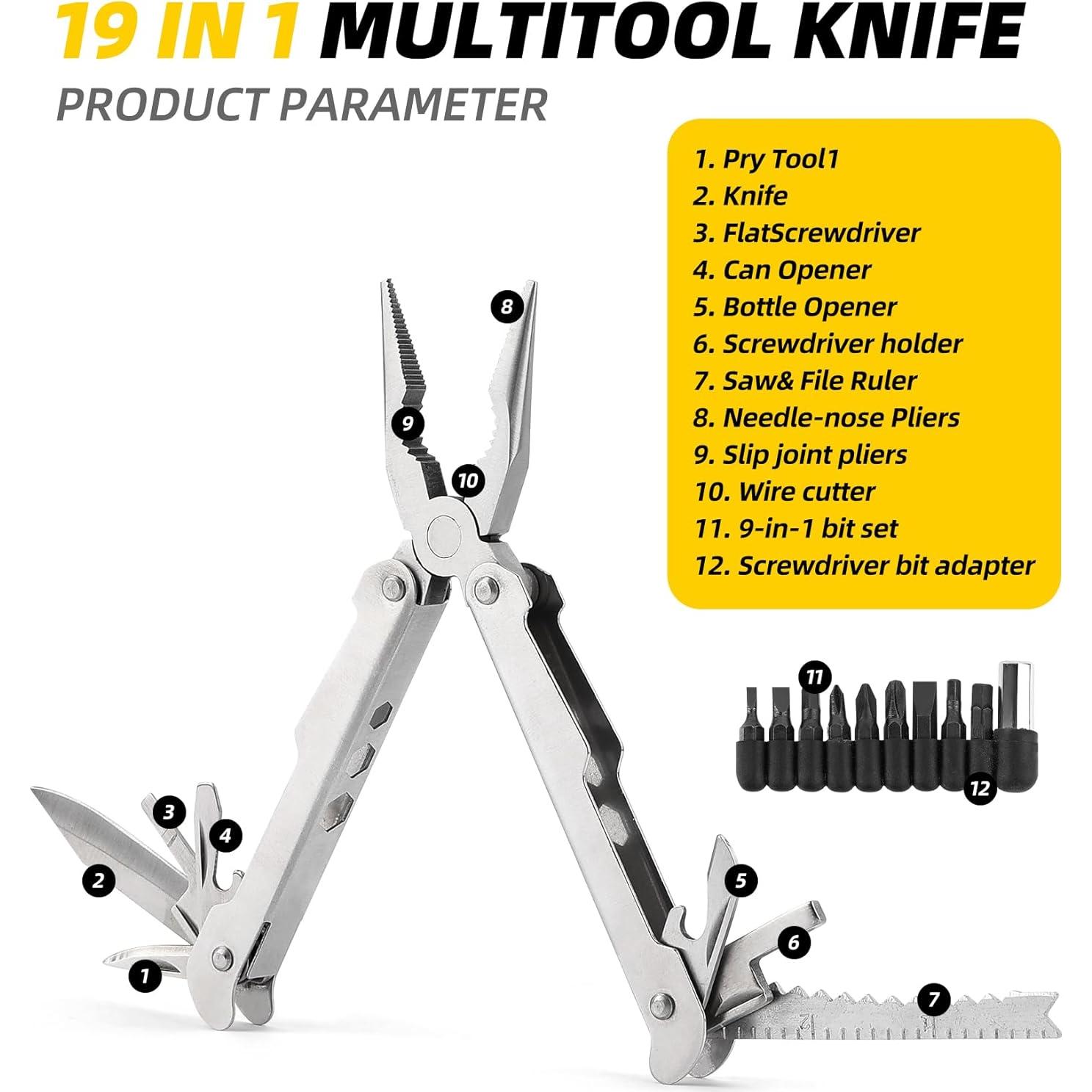 Multi-Herramienta DOWELL 21-en-1, Alicates de Punta de Aguja