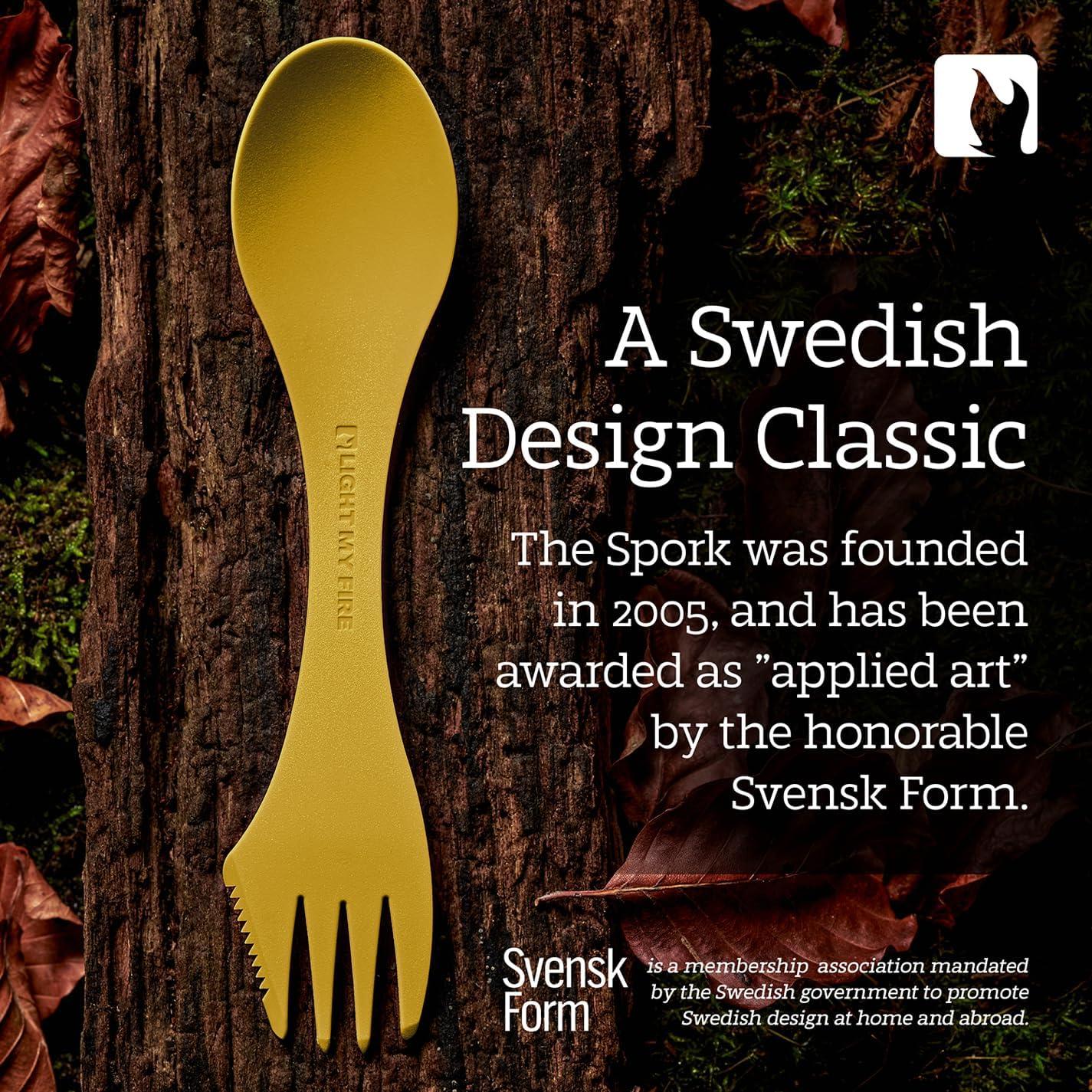 Light My Fire Spork Original 4-Pack 3-in-1 Camping Spoon Fork Knife Combo Reusable Travel & Camping Utensils Lunch Spork Outdoor Backpacking Hiking Picnic Utensil BPA Free, Nature