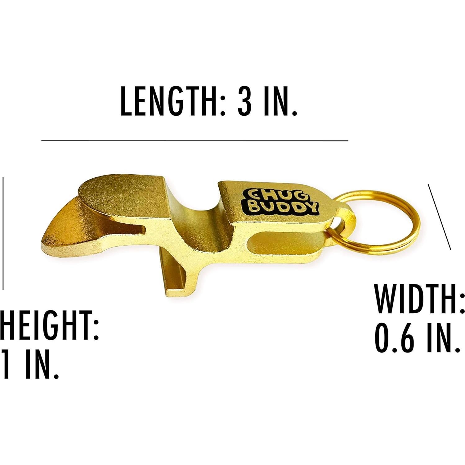 Abridor de latas y botellas Chug Buddy 4 en 1 - Dorado