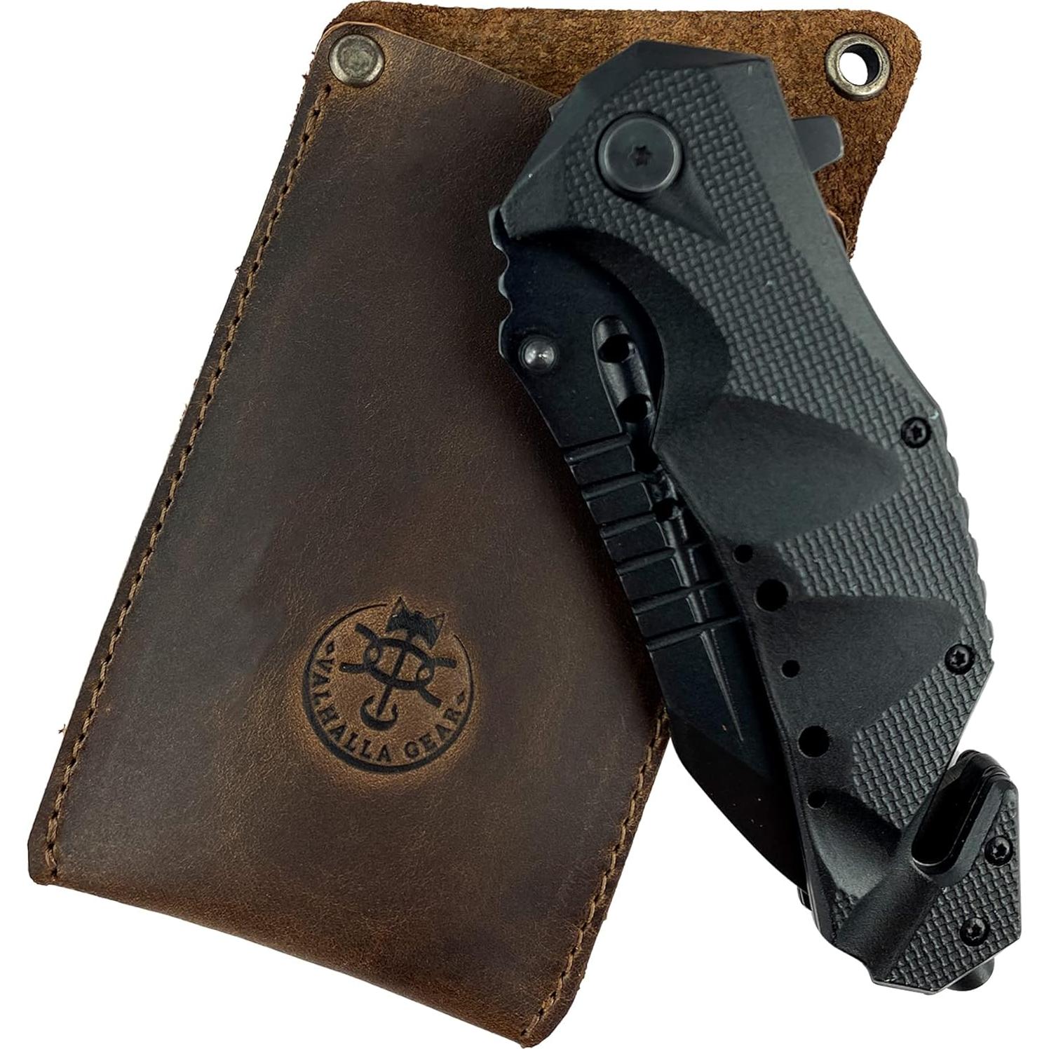 Funda para Cuchillo Valhalla Gear de Cuero Marrón Bourbon